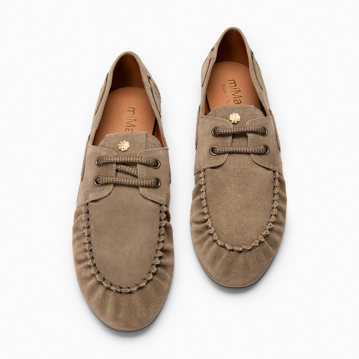 OSAKA - Chaussures bateau en daim souple KAKI