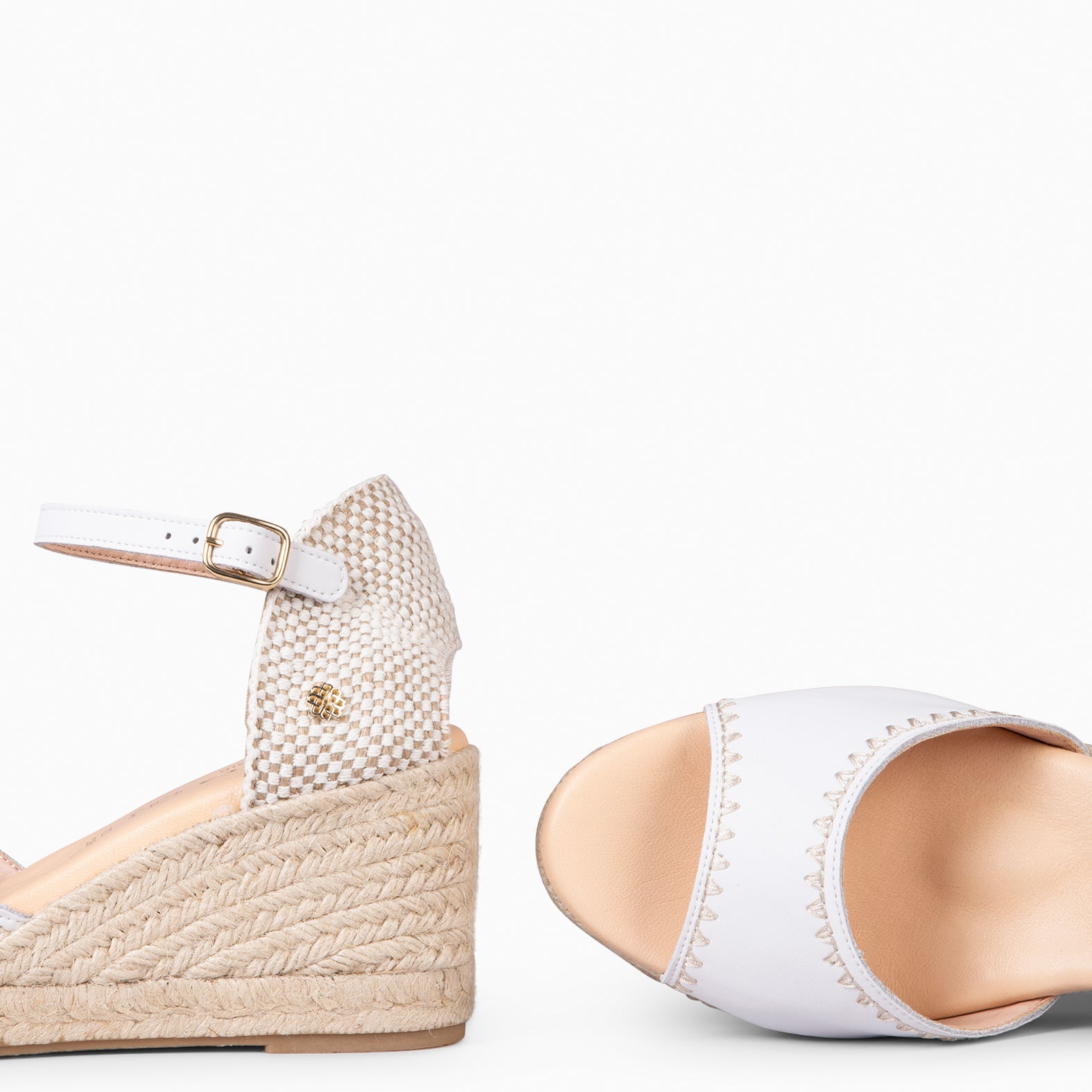 SITGES – Espadrilles ouvertes en cuir BLANC