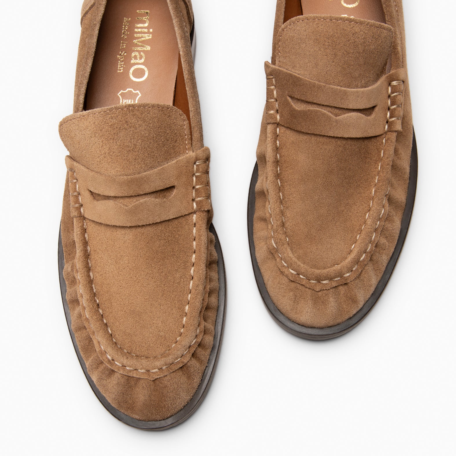 TOKIO - Mocasín en piel de serraje TAUPE