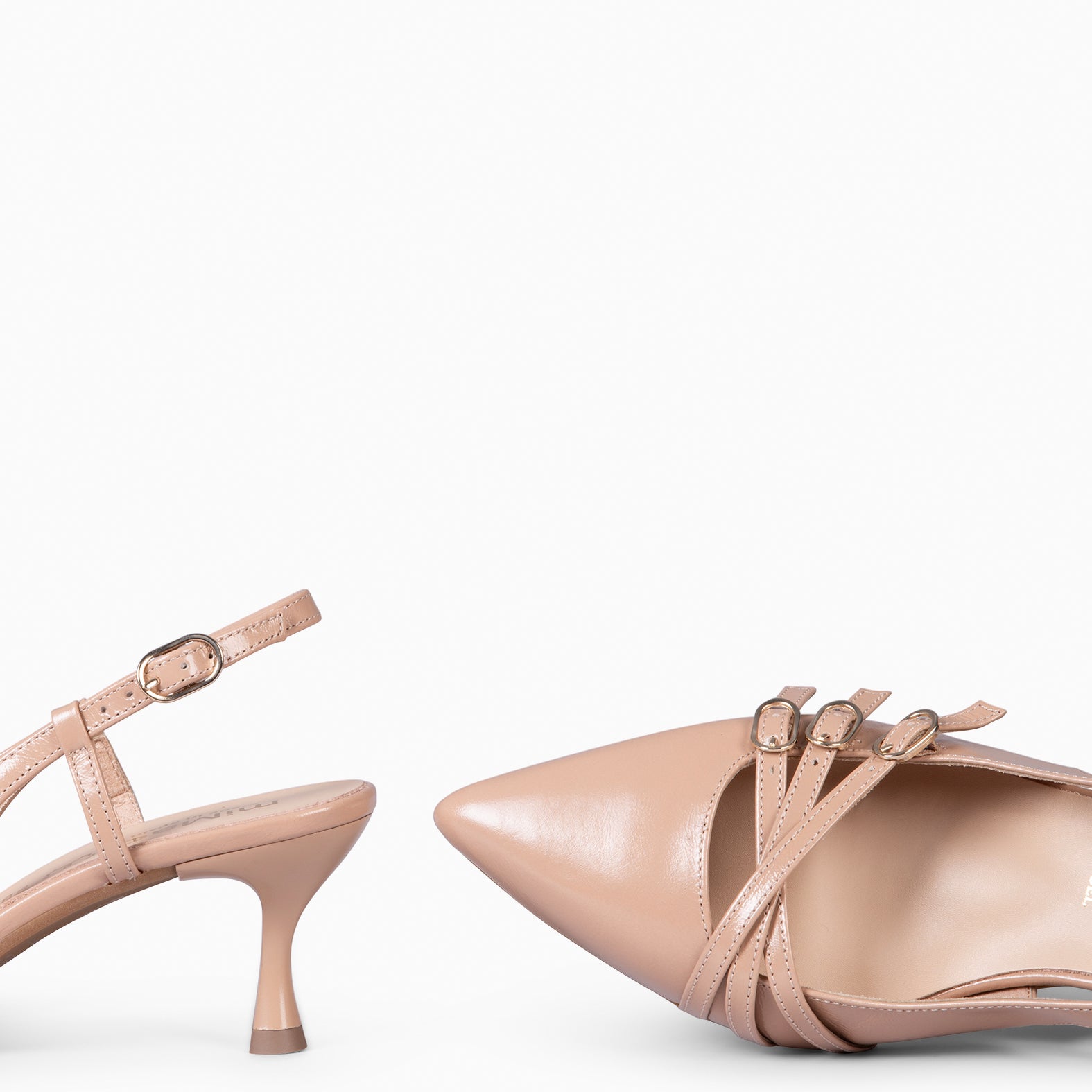 RITA - NUDE LOW HEELED SLING-BACK