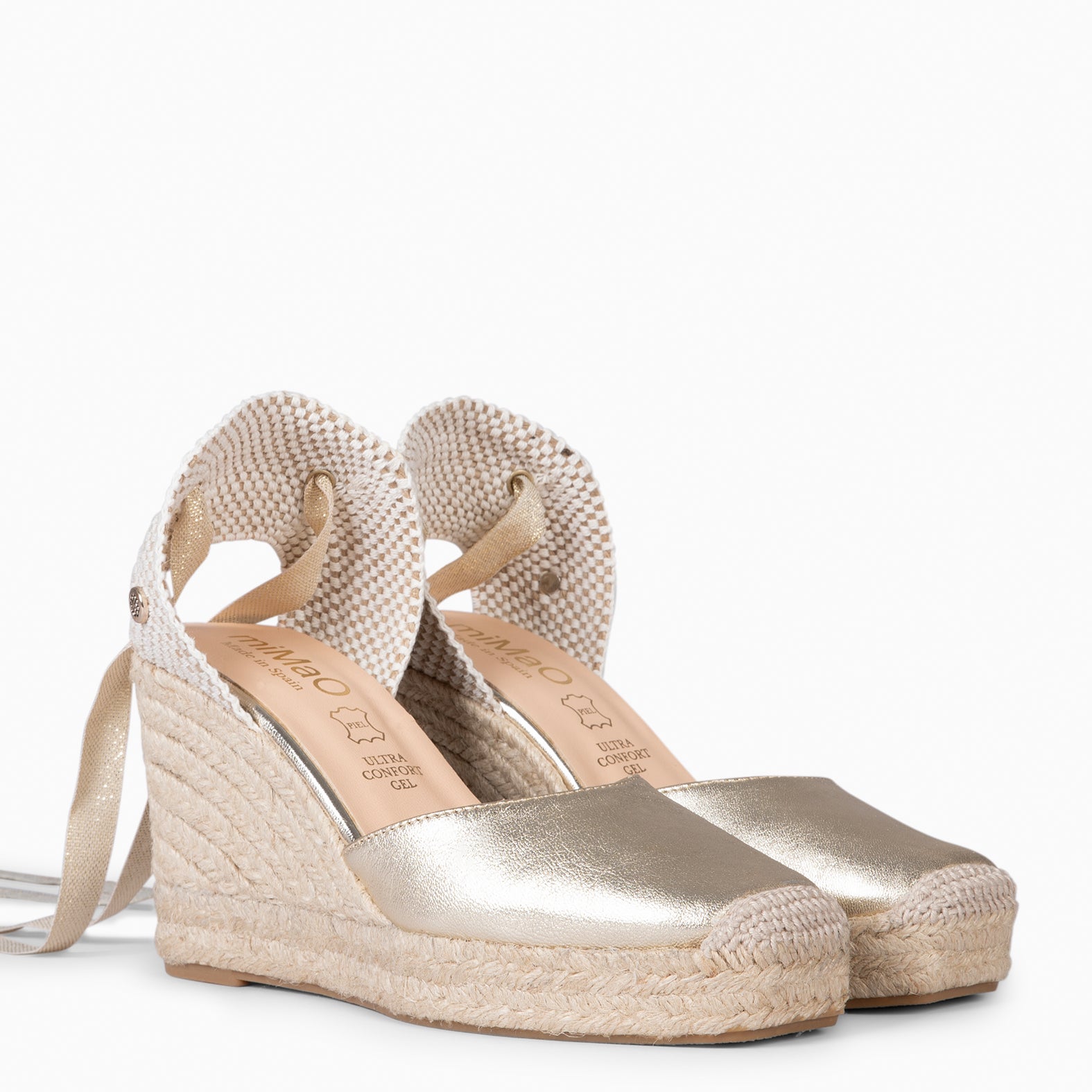 MOMBASA - Espadrilles compensées à ruban DORÉ