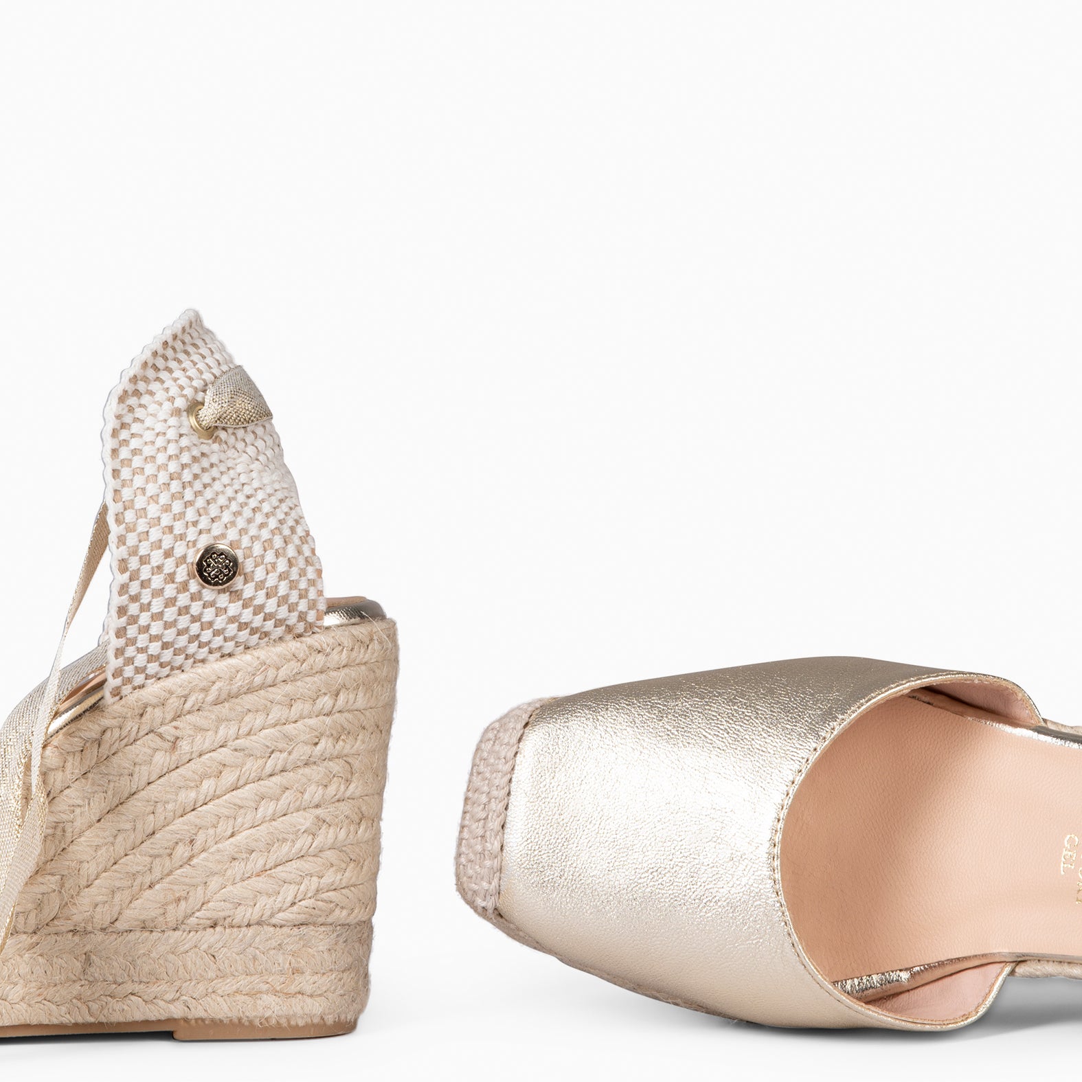 MOMBASA - Espadrilles compensées à ruban DORÉ