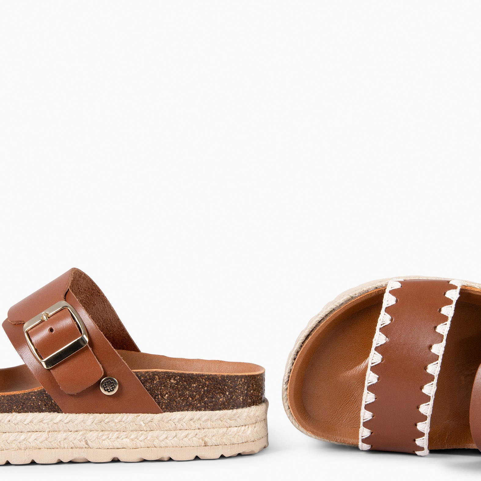 INCA – Sandales claquettes en liège et cuir CAMEL