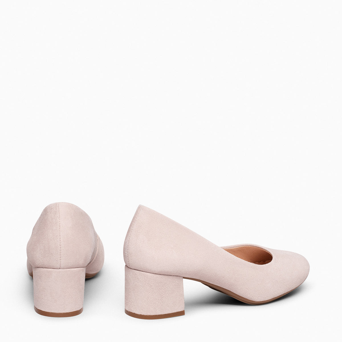 URBAN ROUND – NUDE suede leather low heels