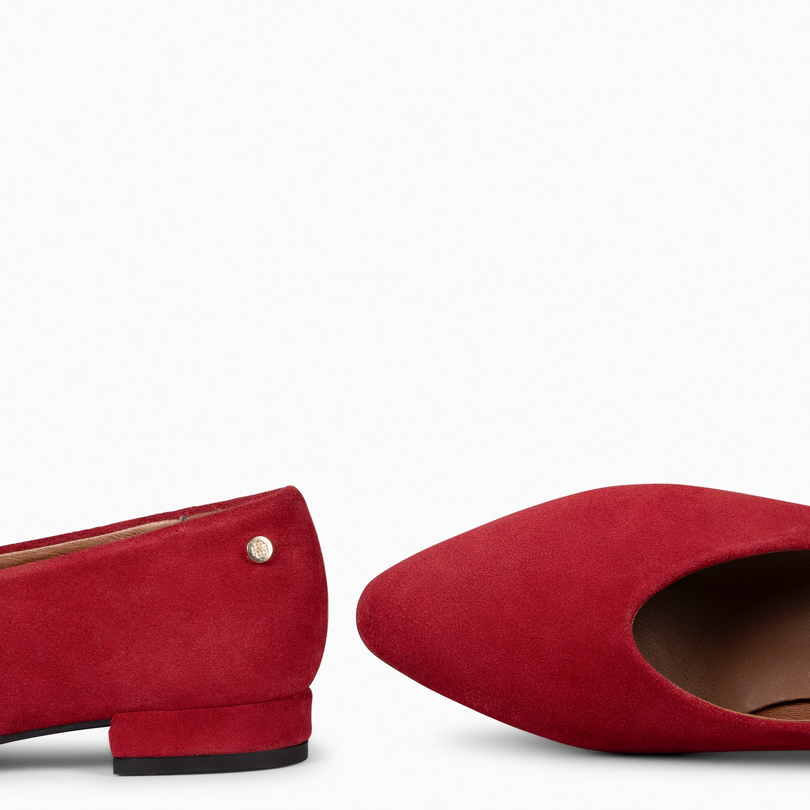 URBAN LACY - Bailarina con tacón bajo en piel de serraje ROJO