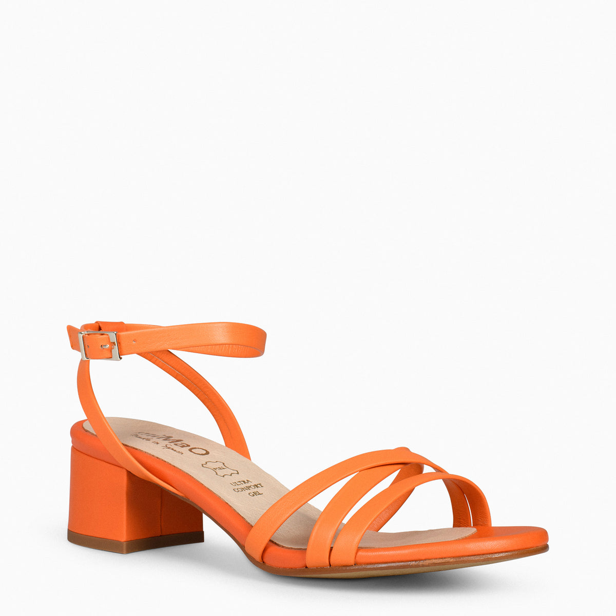 VIENA – Sandalias de tiras finas y tacón bajo NARANJA