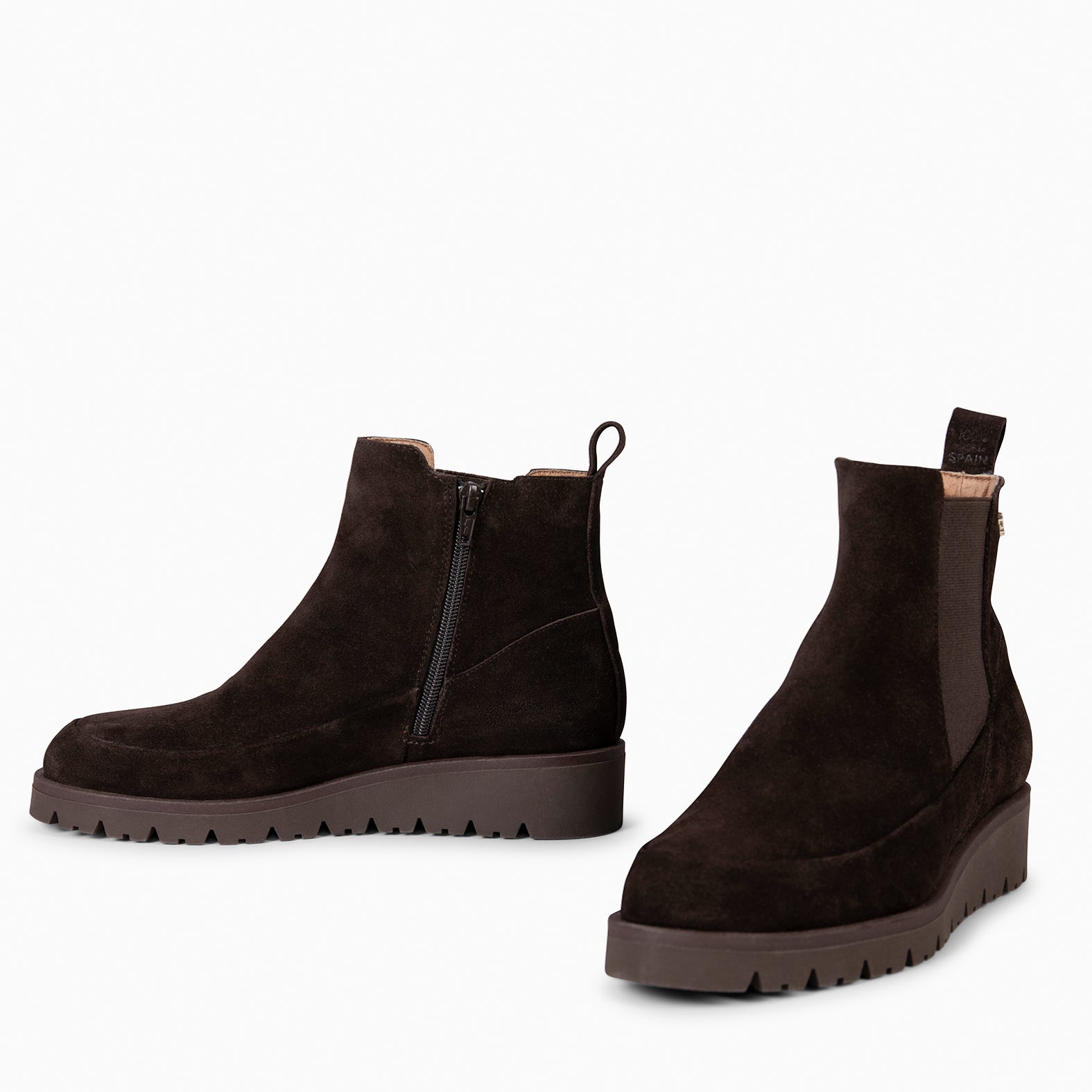 BRISTOL - Botines de ante con cuña MARRON