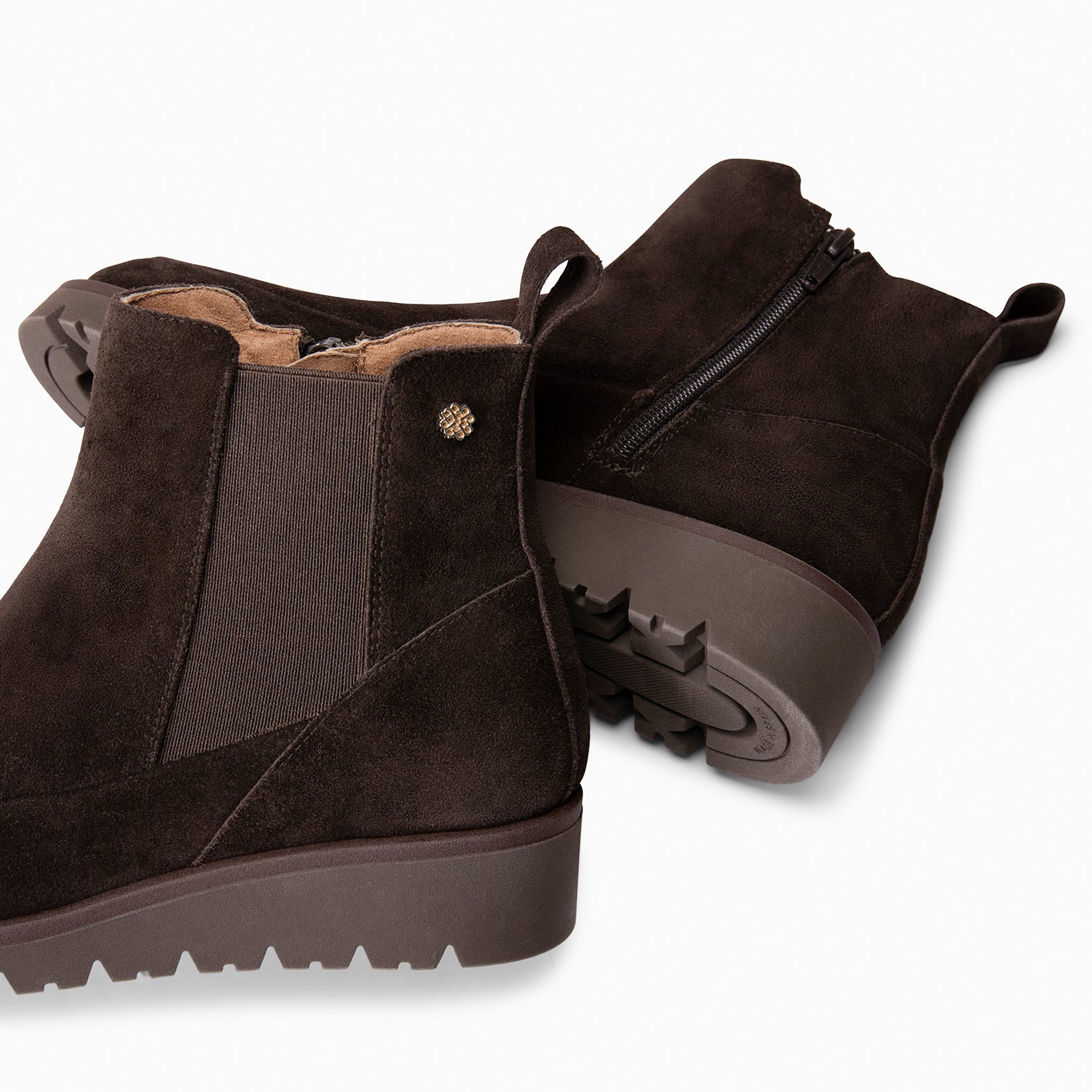 BRISTOL - Botines de ante con cuña MARRON