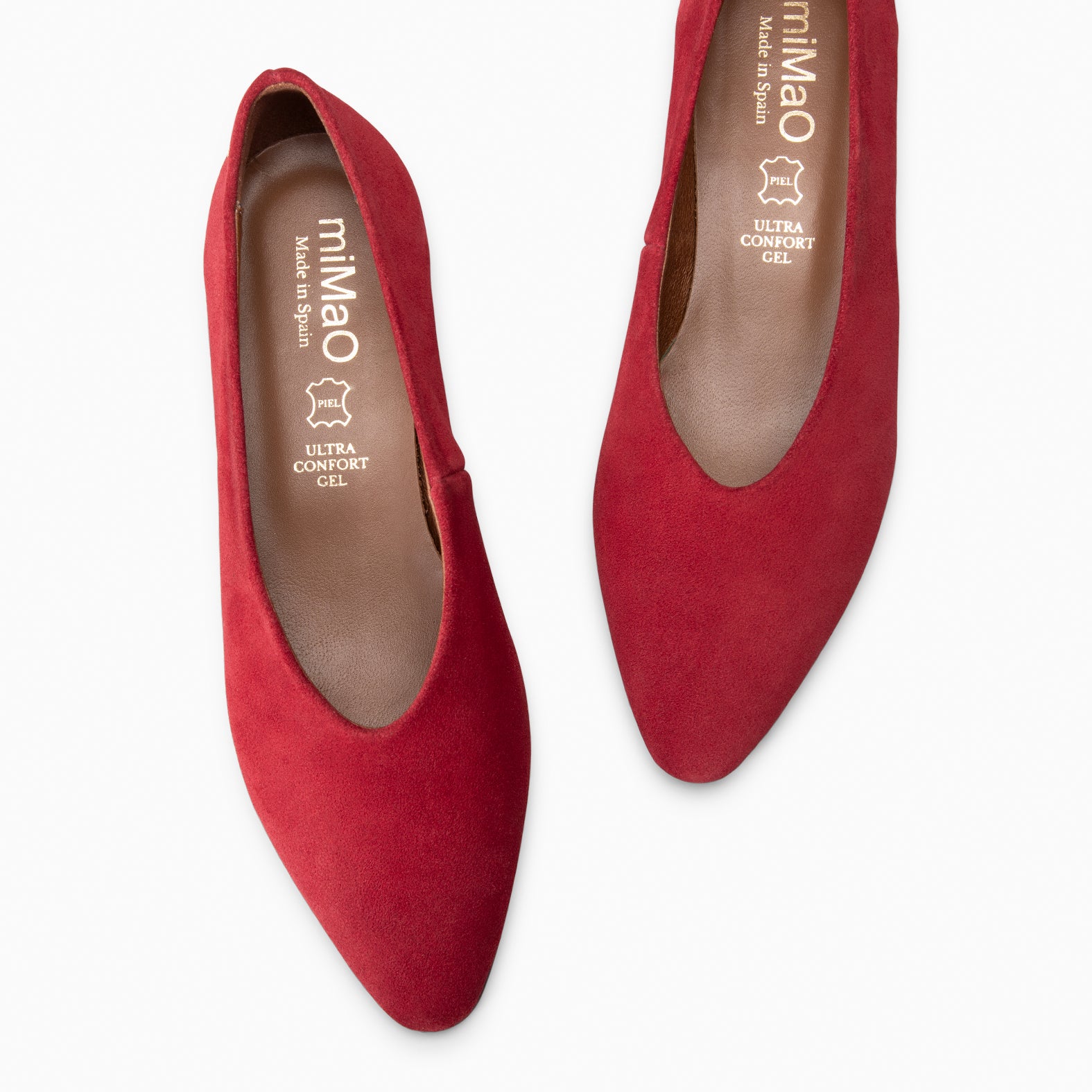 URBAN LACY - Bailarina con tacón bajo en piel de serraje ROJO