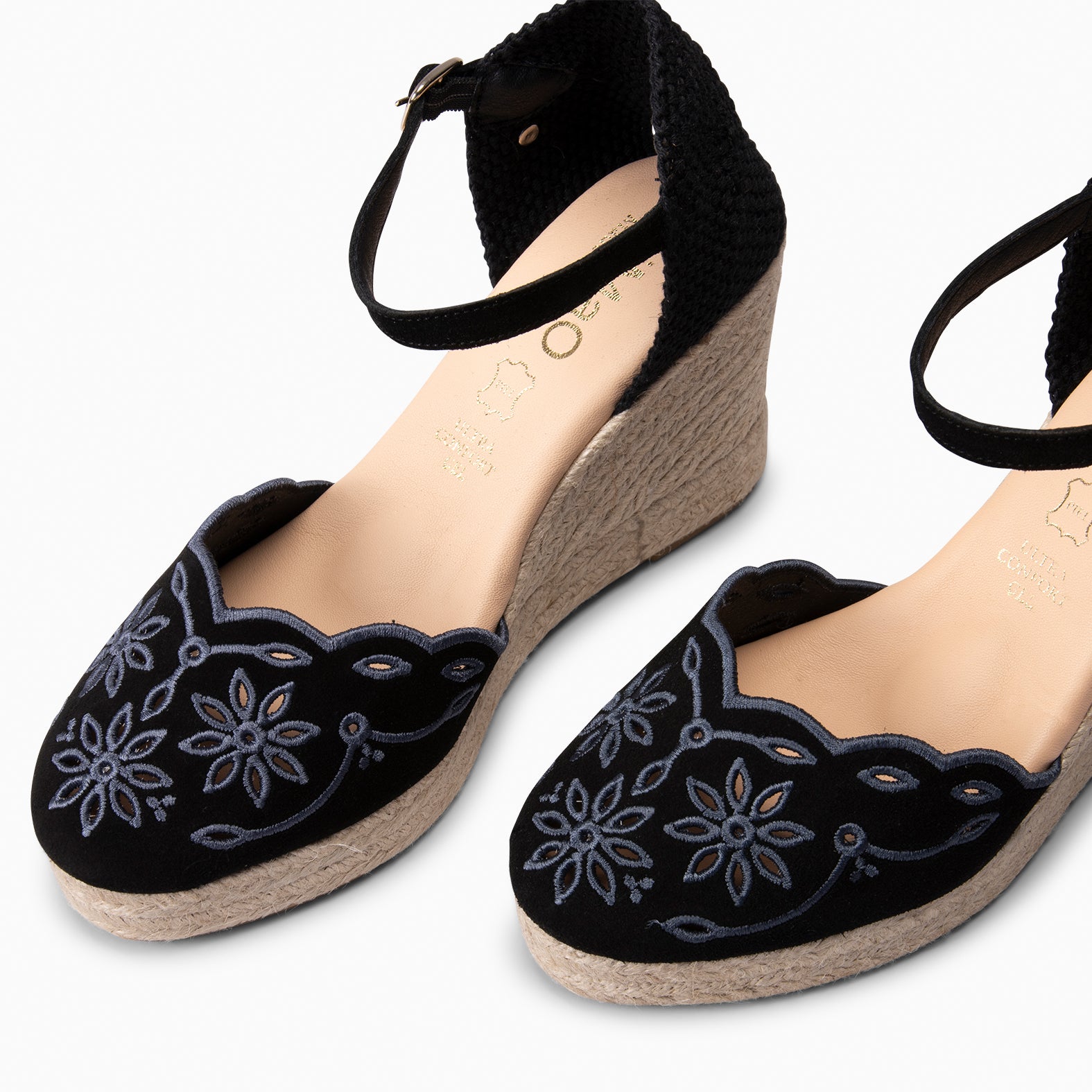 RONDA - BLACK WEDGE ESPADRILLES