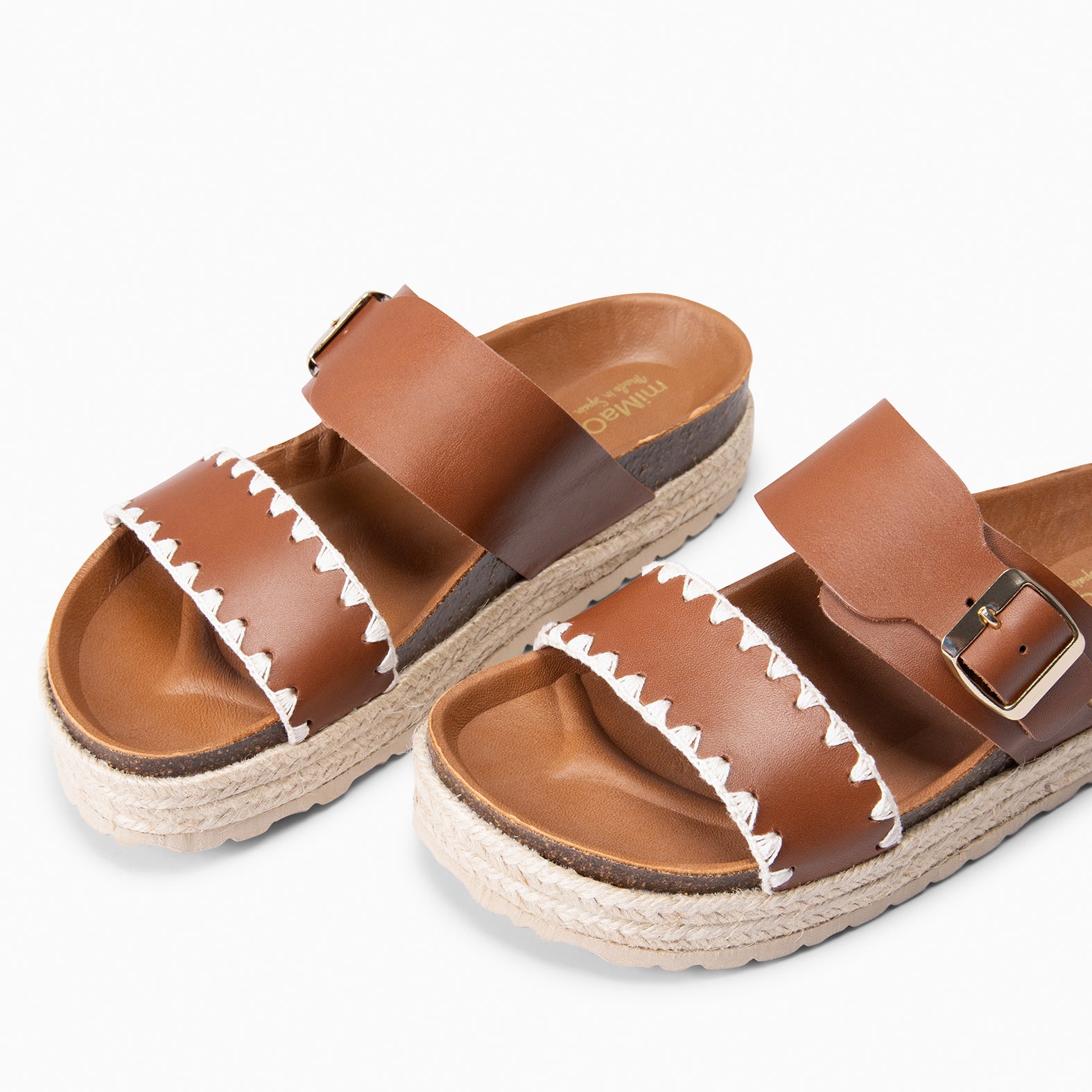 INCA – Sandales claquettes en liège et cuir CAMEL