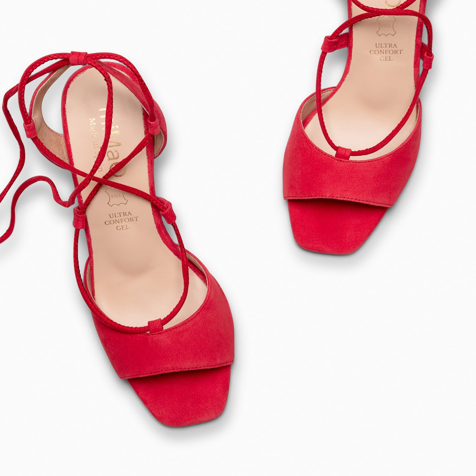 MONICA - Sandales à talon haut et laçage cheville ROUGE