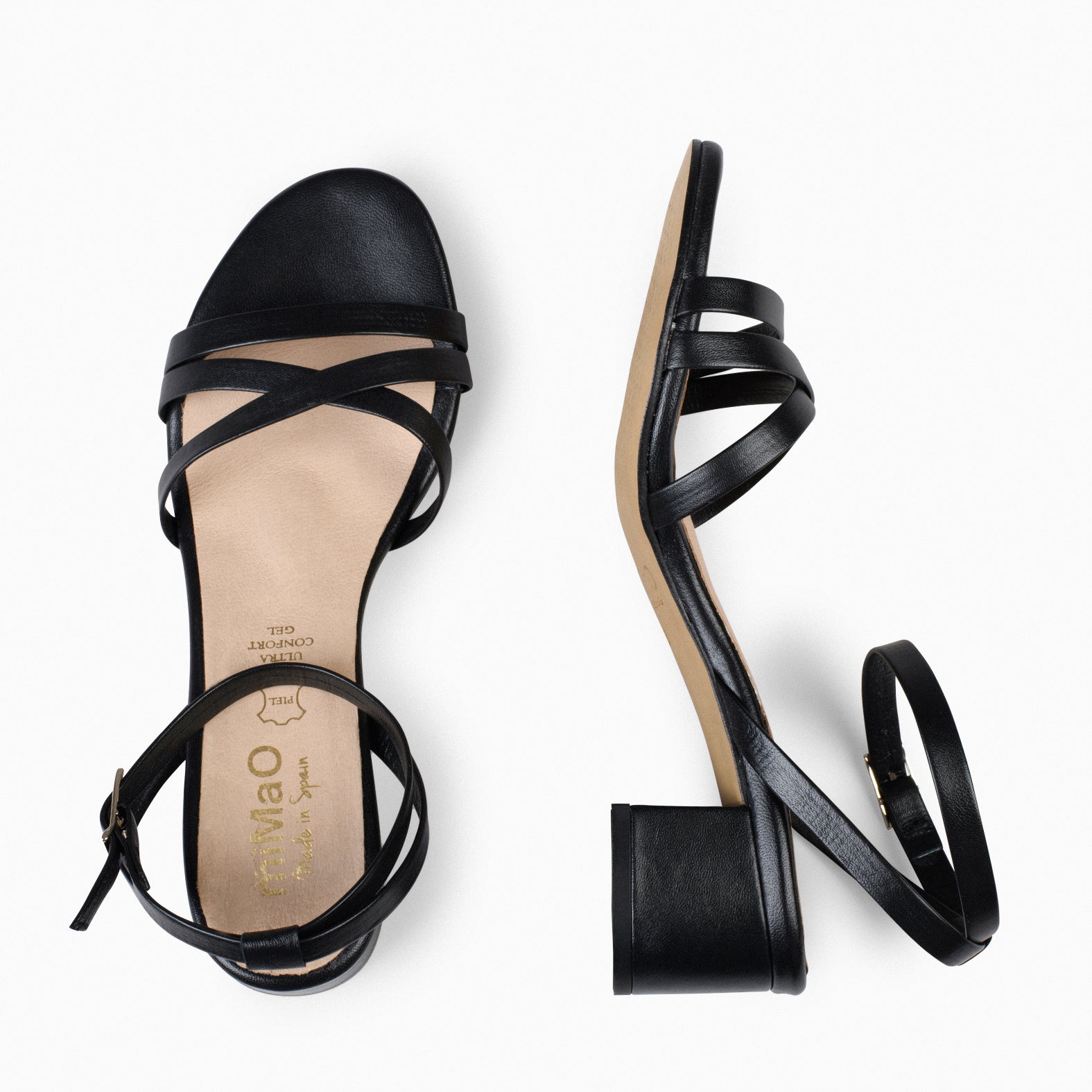 VIENA - BLACK SANDAL LOW HEEL SHOES
