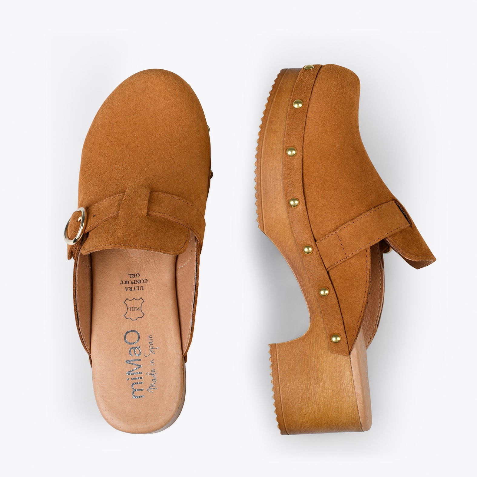 NIZA - Zuecos con tacón Bajo y Plataforma CAMEL