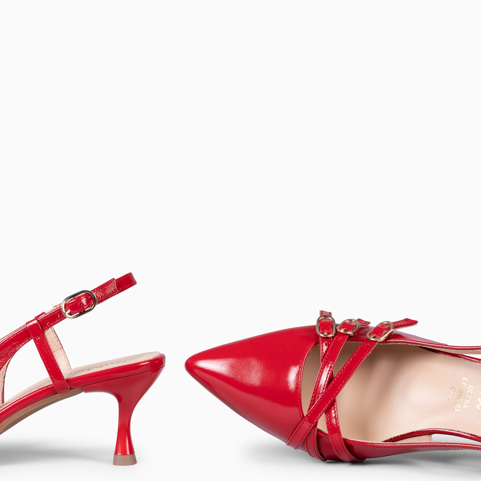 RITA - RED LOW HEELED SLING-BACK