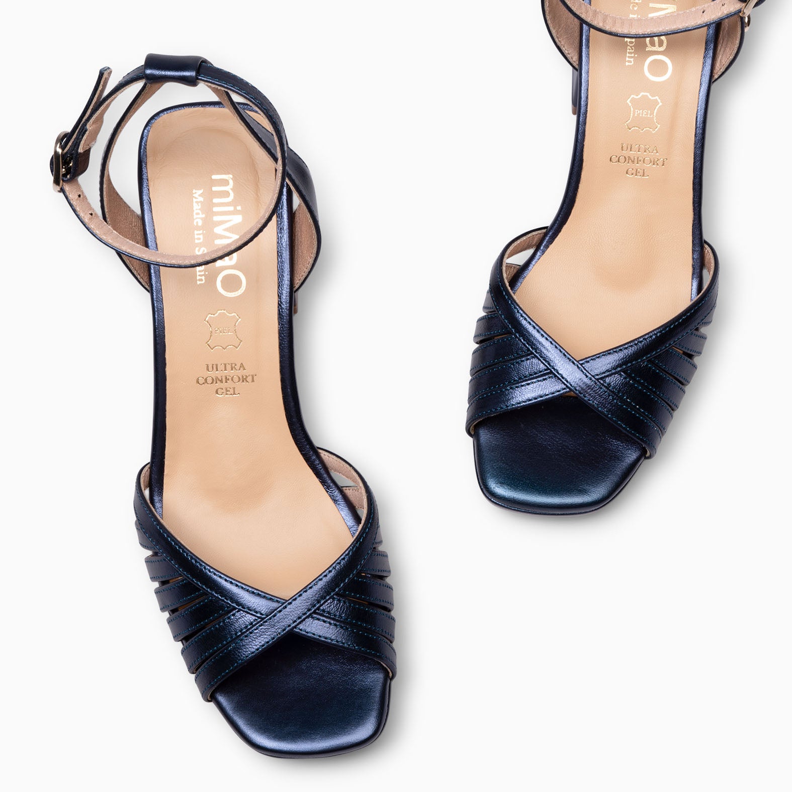 CRISTEL - SANDALIAS ELEGANTES DE TACÓN DE VESTIR MARINO