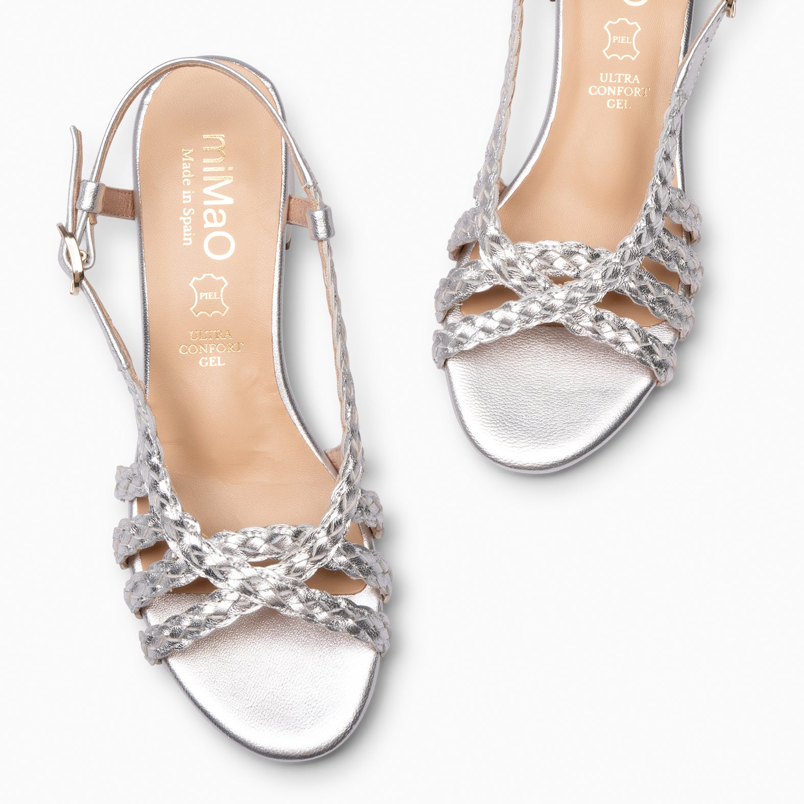 LINA - Sandalias de tacón ancho PLATA - miMaO ®