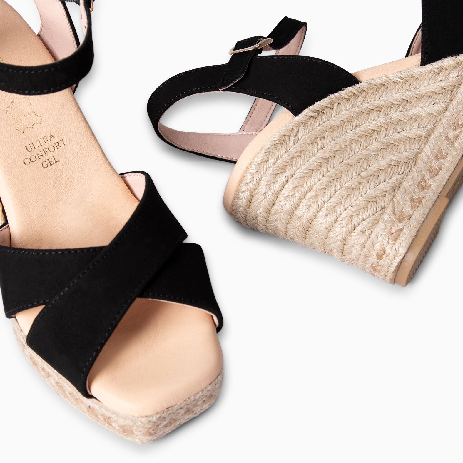 VERA - BLACK Women's wedge espadrilles