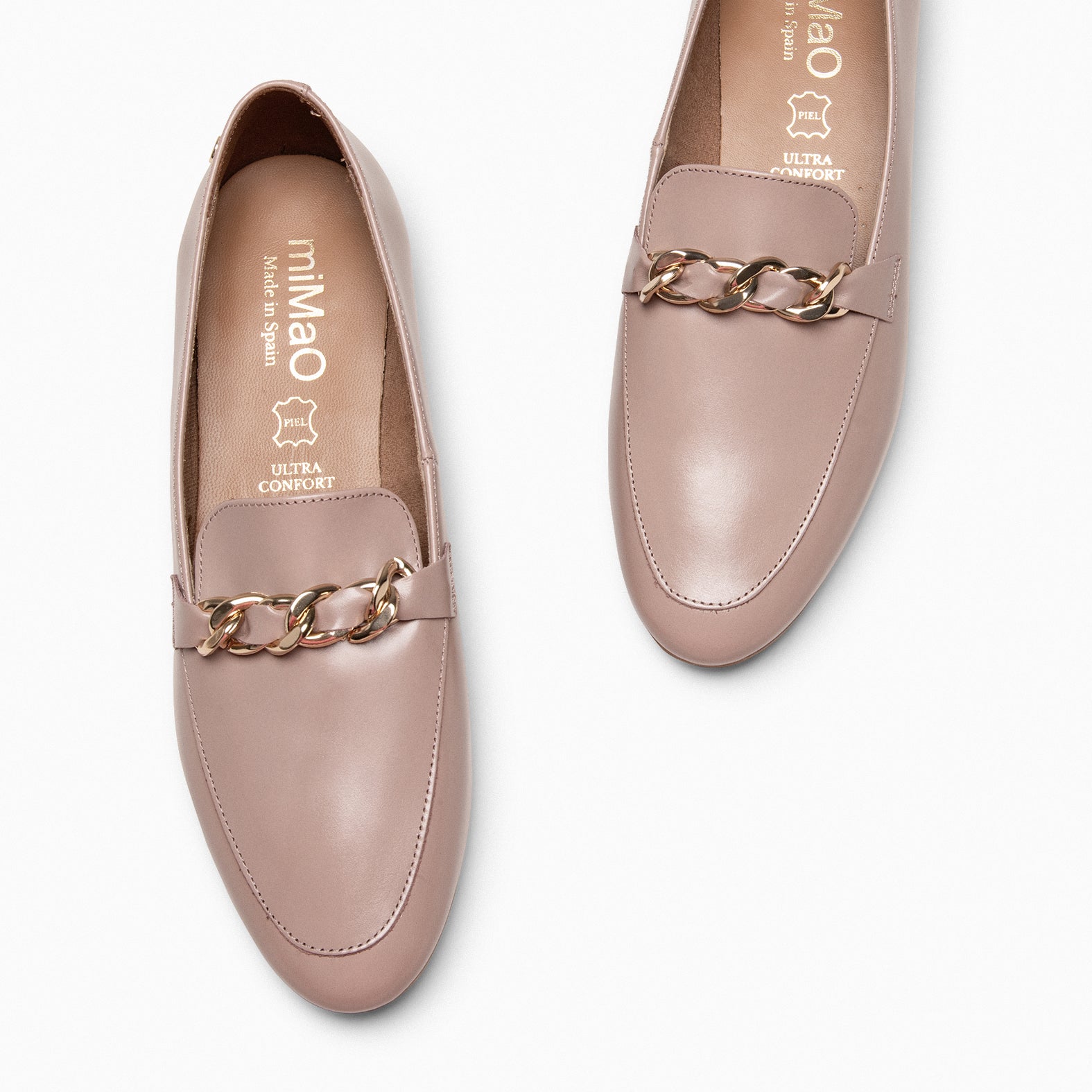 CHAIN – Mocasines planos con adorno metalizado NUDE