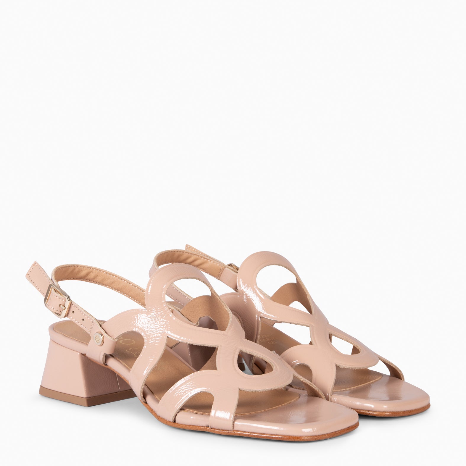 SARA - NUDE WIDE HEELED SANDALS SHOES