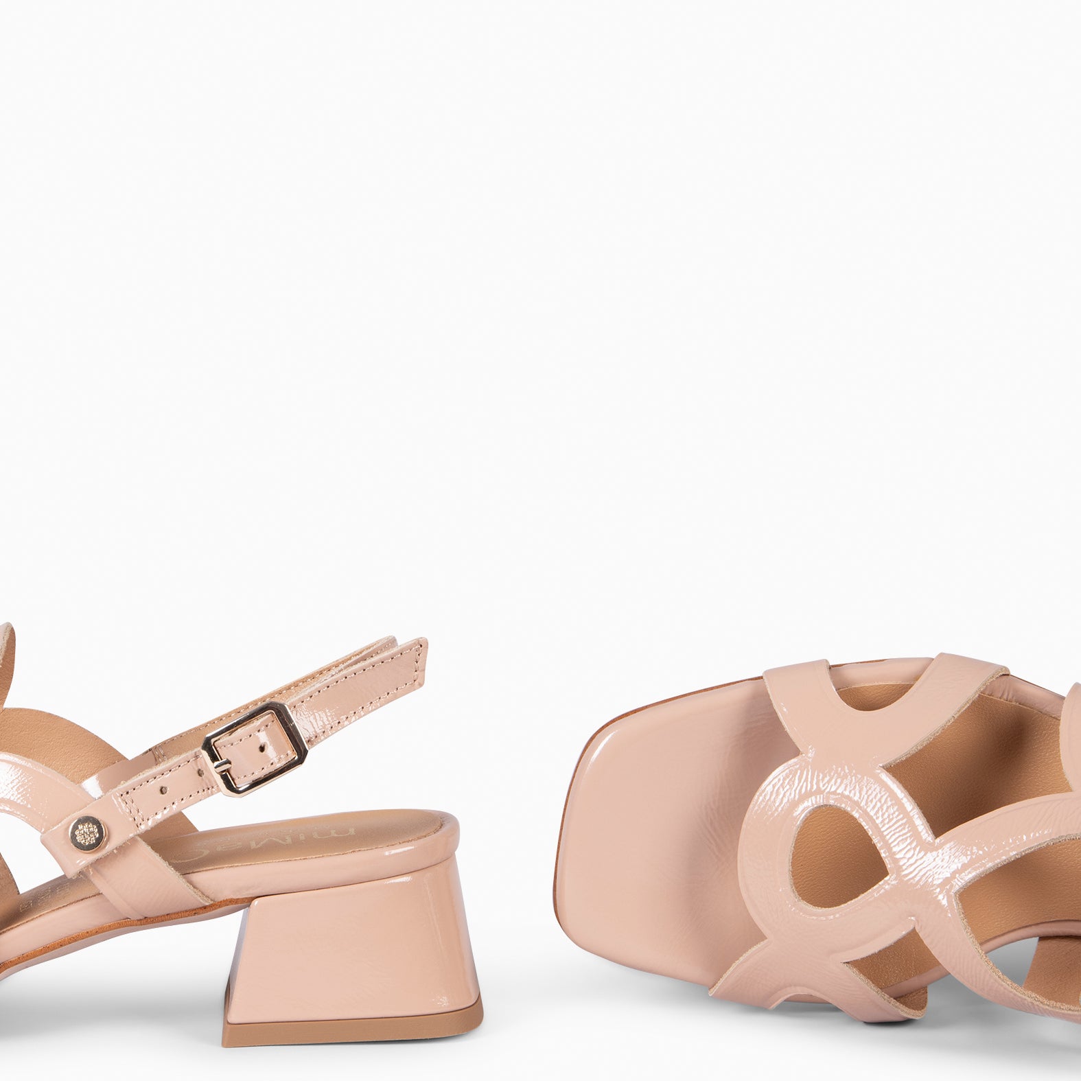 SARA - NUDE WIDE HEELED SANDALS SHOES