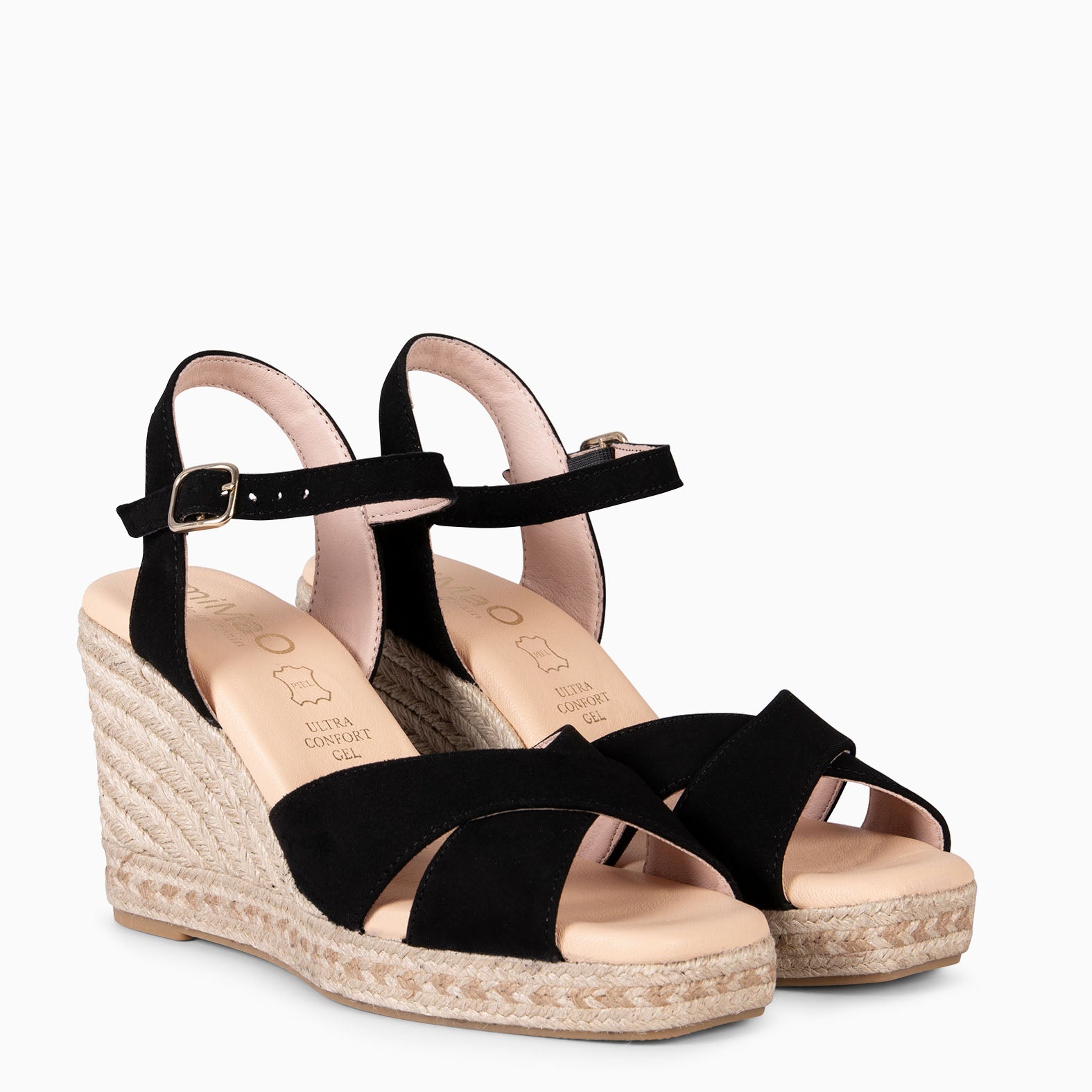 VERA - BLACK Women's wedge espadrilles