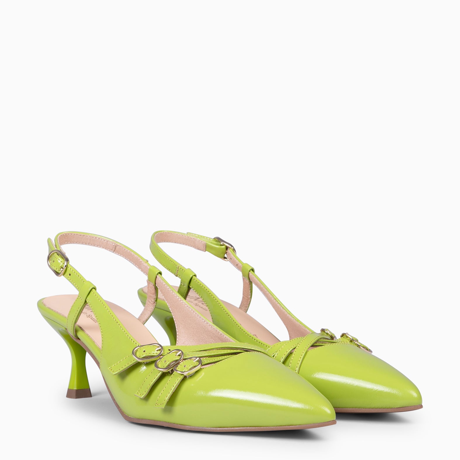 RITA - ZAPATOS DE TACÓN BAJO DESTALONADOS PISTACHO