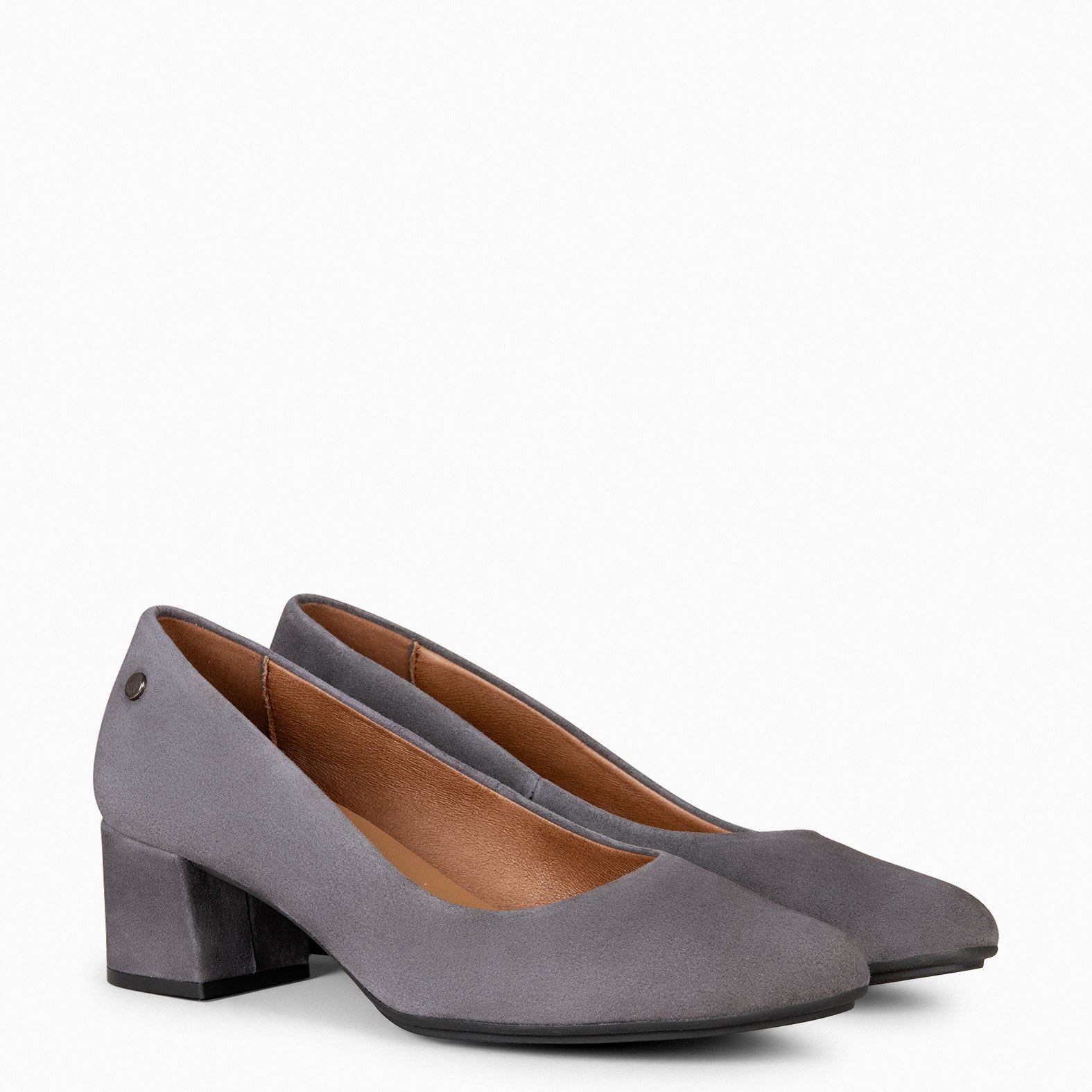 URBAN REDONDO - Zapatos de tacón bajo de ante en GRIS