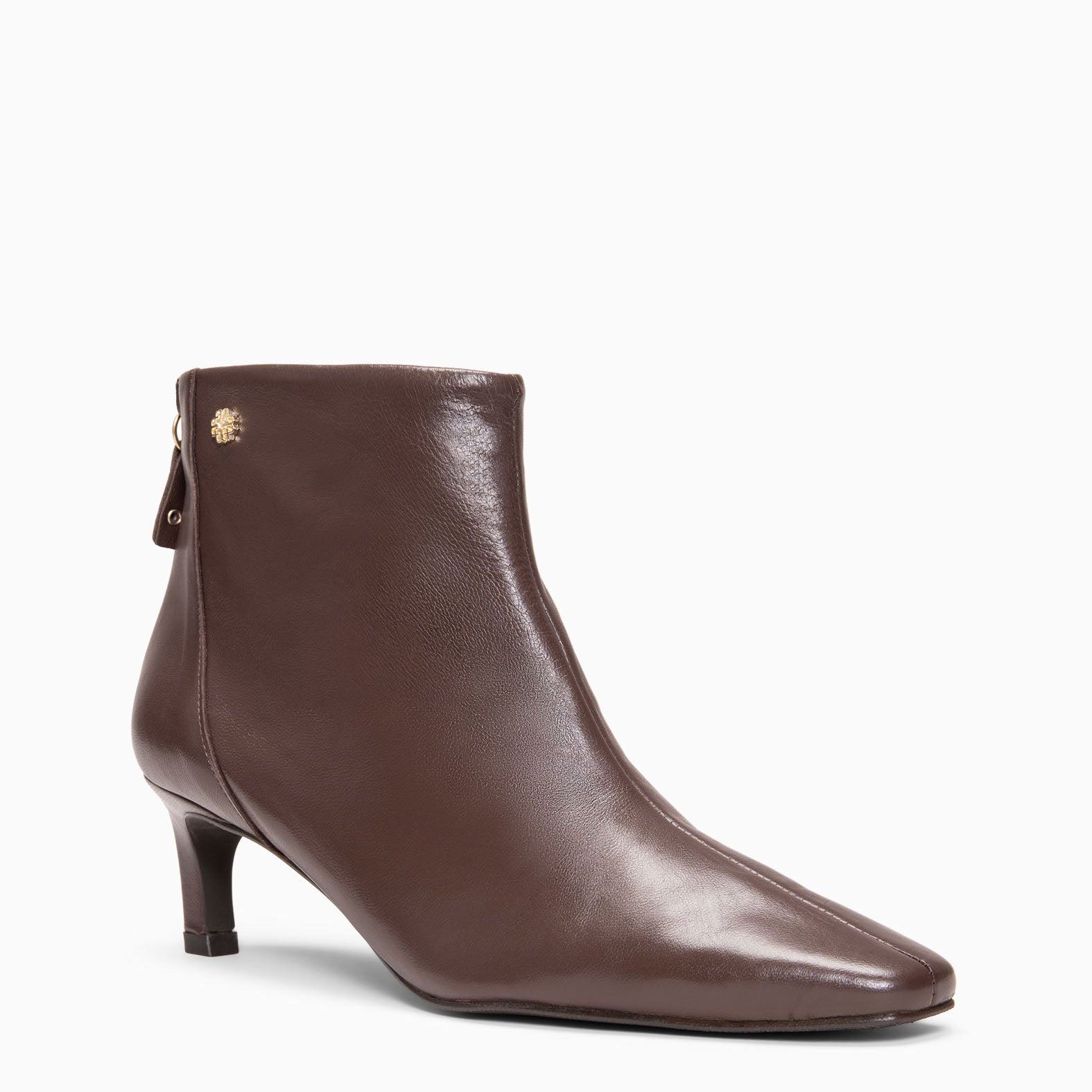 LUISA - Bottines à talon kitten et zip arrière en cuir CAFÉ