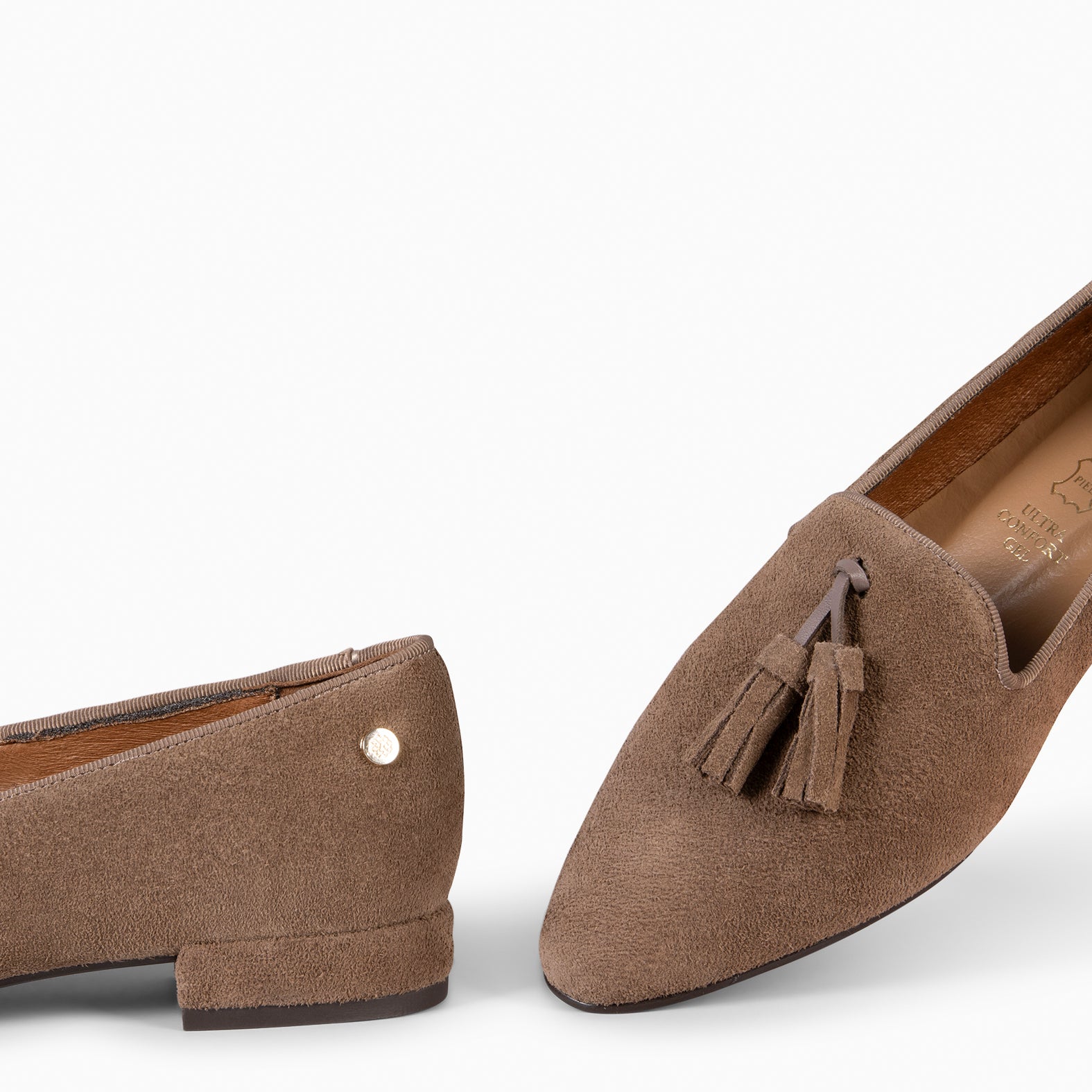 ADISA – Mocasines de piel de serraje TAUPE