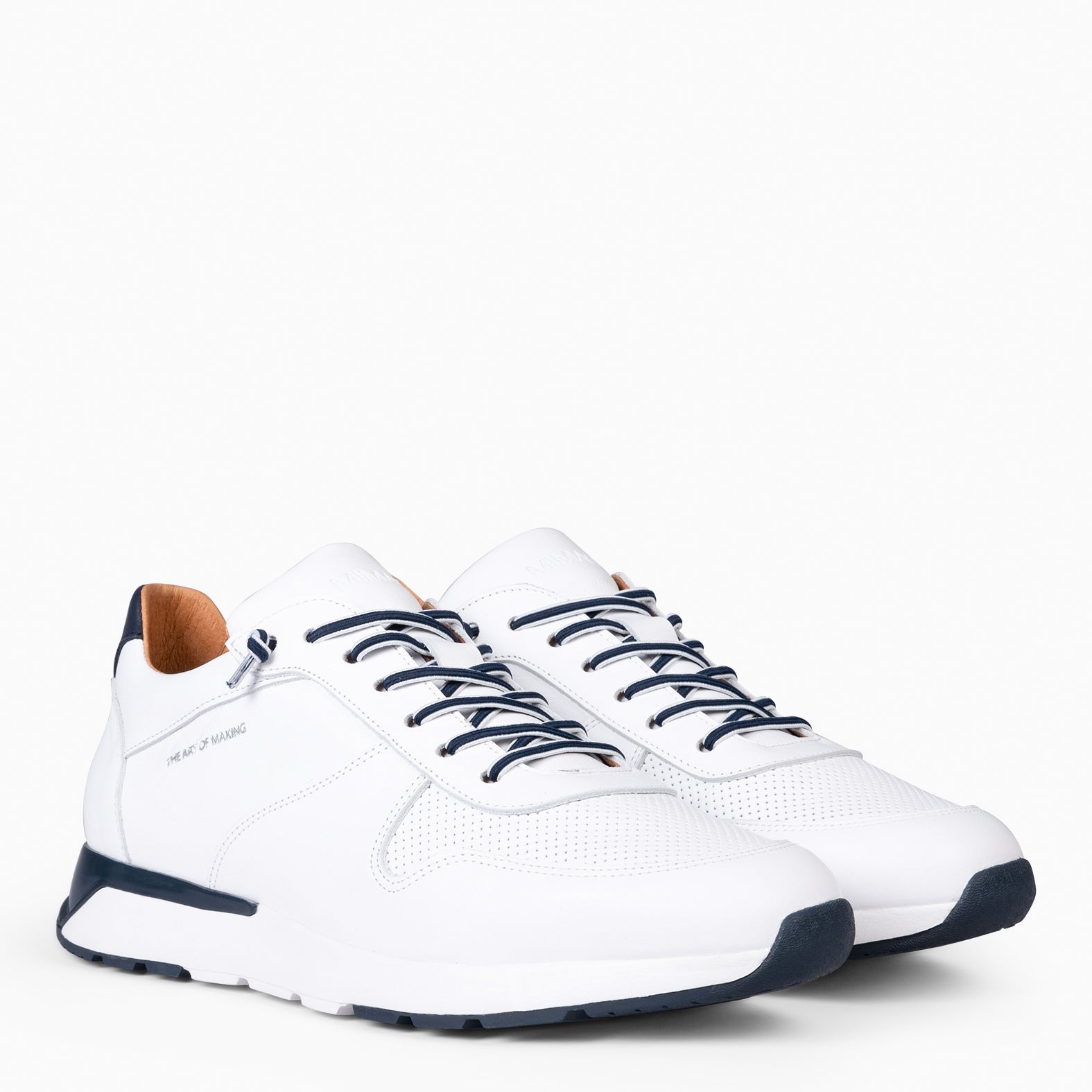 CORTÈS – Baskets en cuir BLANC à semelle amovible pour homme