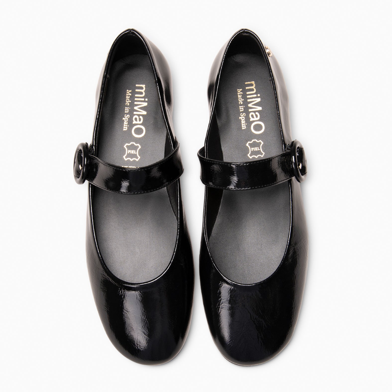 FLORENCIA - Mercedita con tira de piel de charol NEGRO