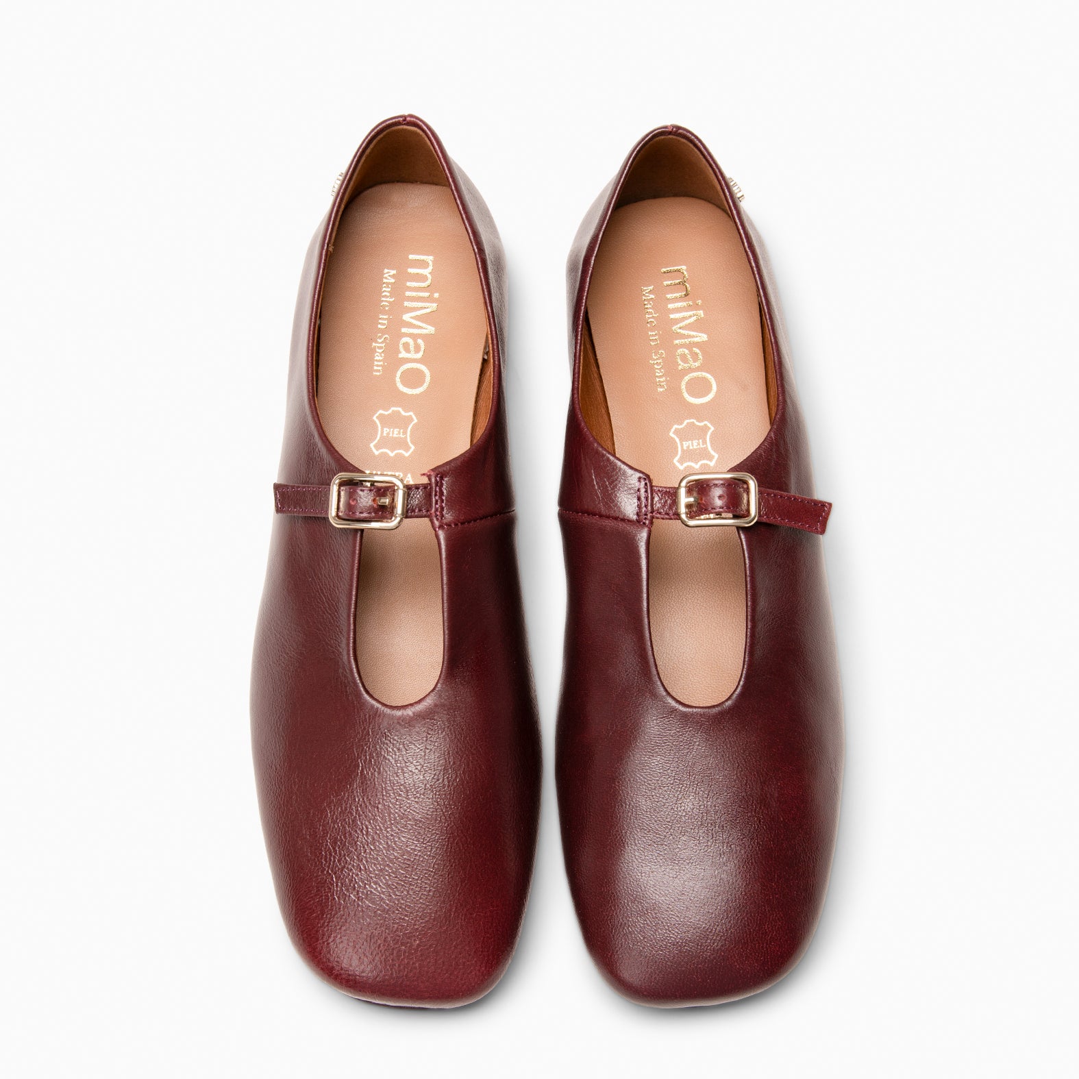 MANUELA - BURGUNDY Leather Flat Mary Janes