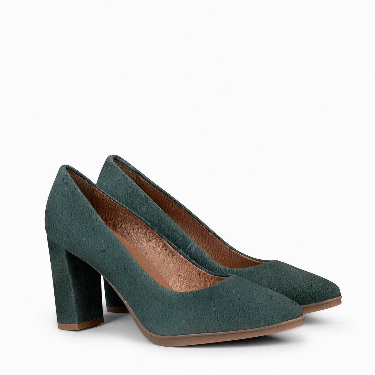 URBAN – Zapatos de tacón alto de ante VERDE BOTELLA