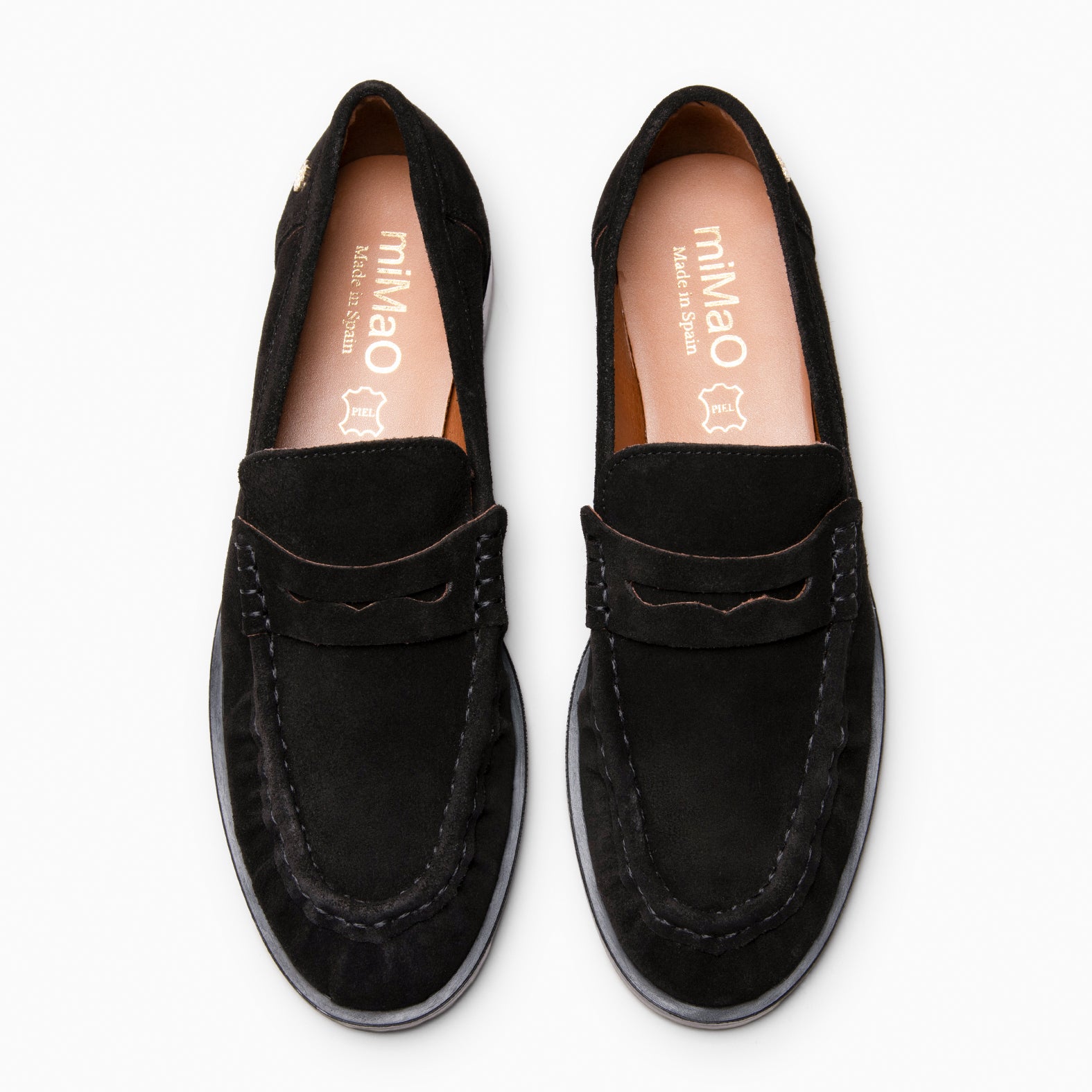 TOKIO - Mocassins à coutures plissées en daim NOIR