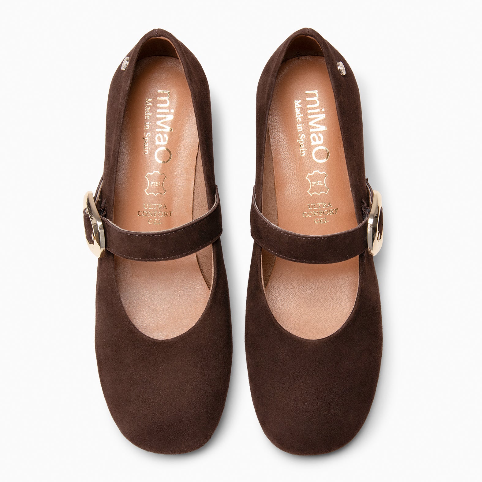 MILA - Mary jane à talon en daim MARRON