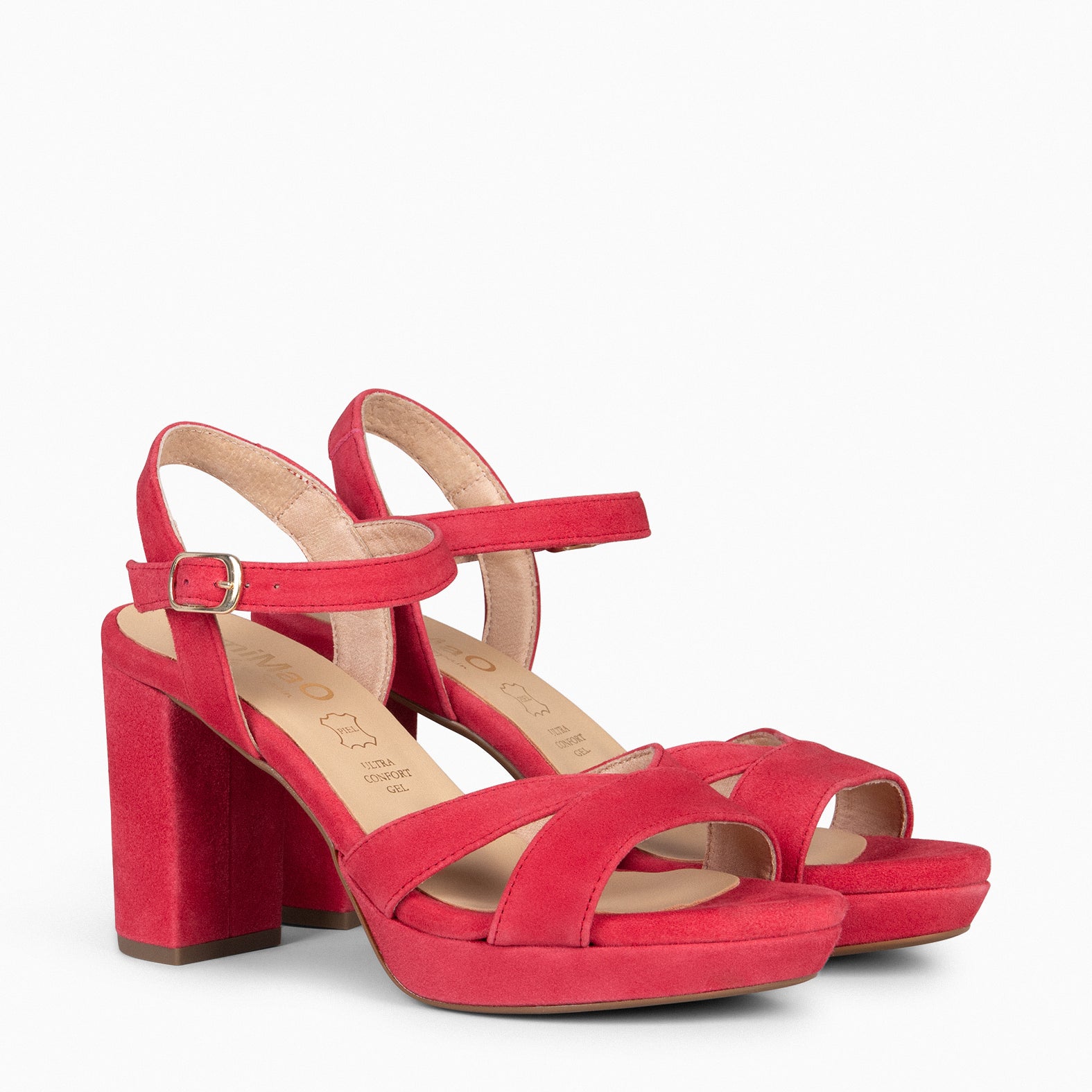 PARIS – Sandalias de fiesta con tacón alto y plataforma ROJO - miMaO ®