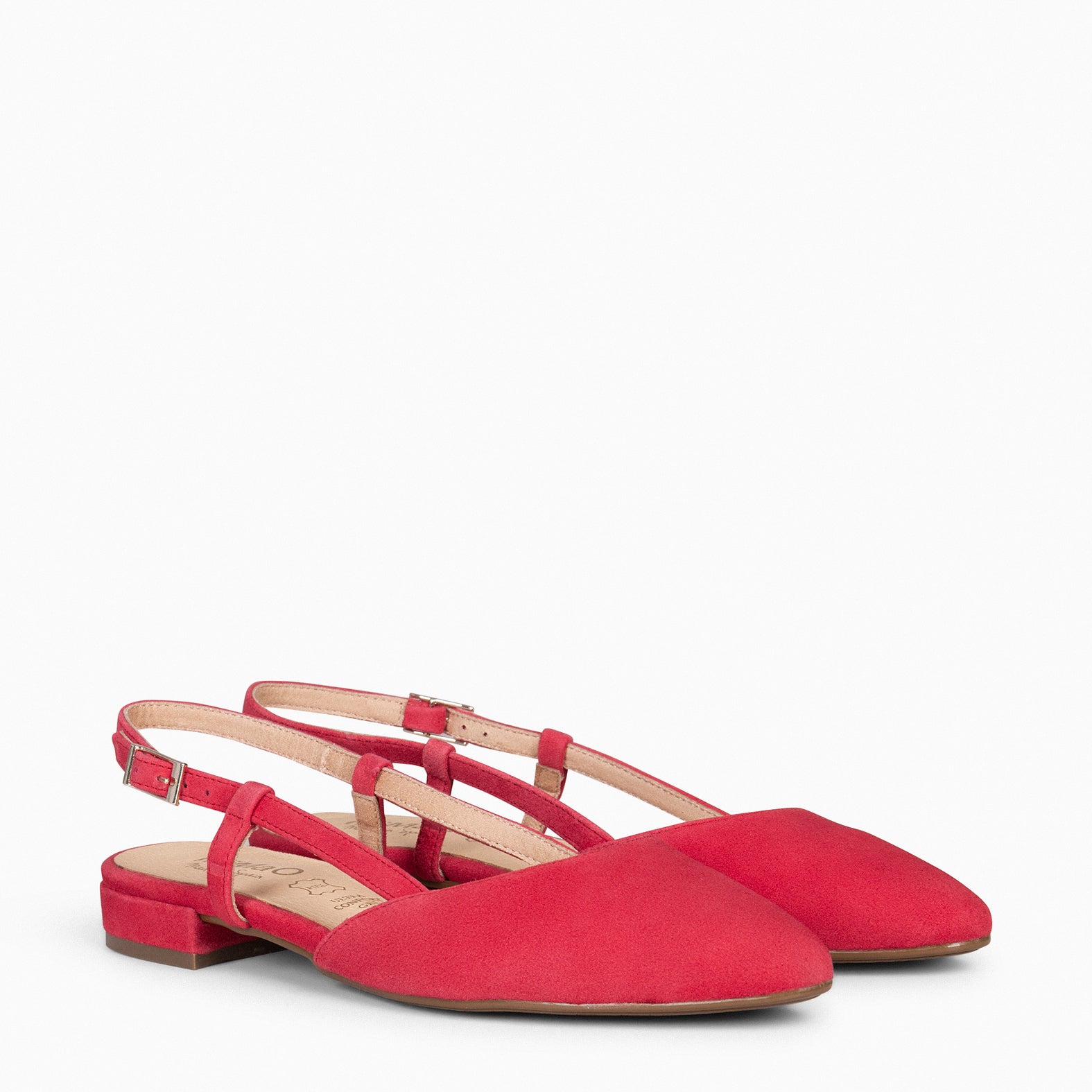 BRUNCH - Slingbacks à petit talon en daim ROUGE