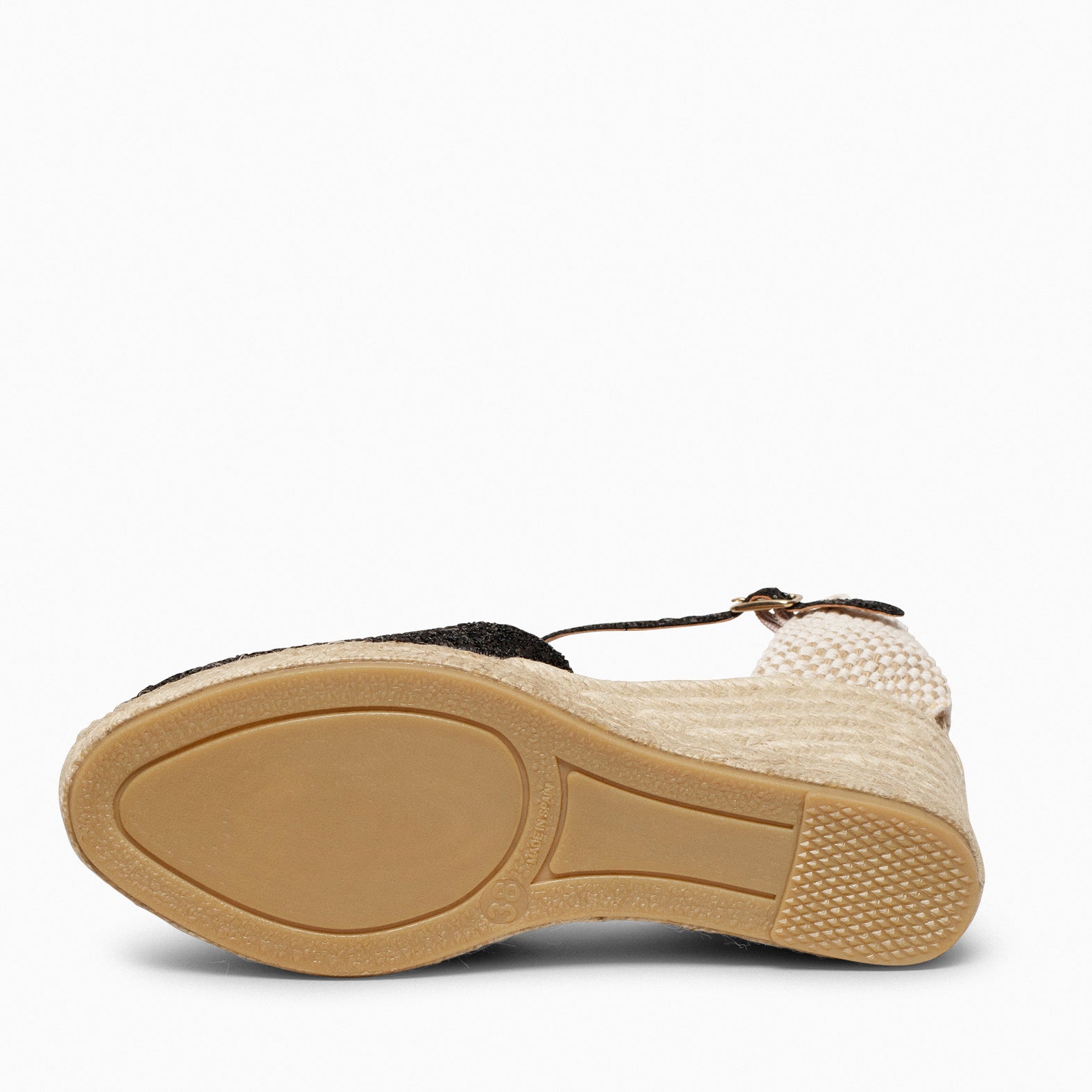 NERJA GLITTER - BLACK ESPADRILLE WEDGE SHOES