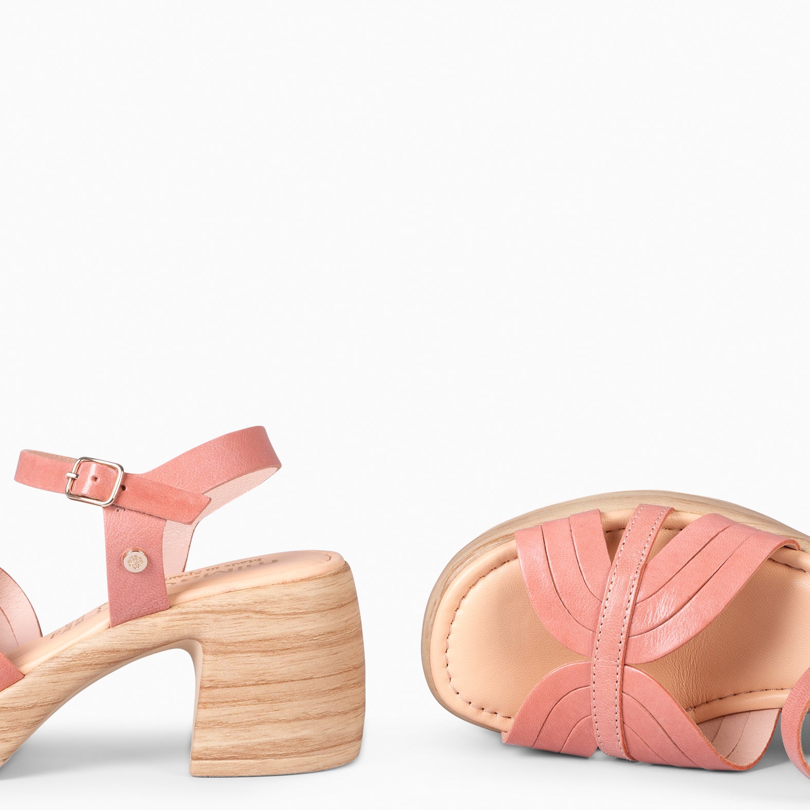 LANCY - SANDALIAS CASUAL DE TACÓN ROSA PALO