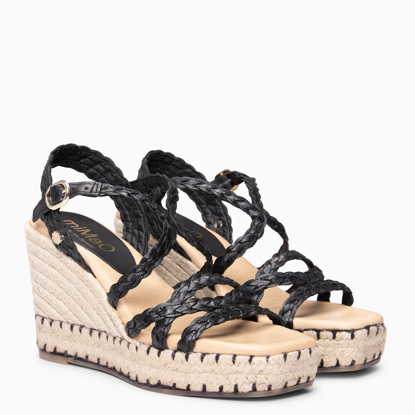 ARTEMISA - Cuñas de esparto trenzadas NEGRO
