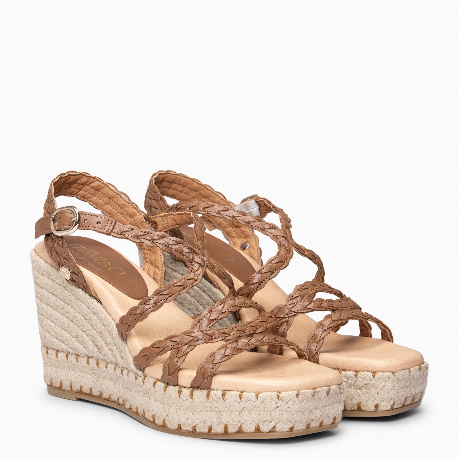 ARTEMISA - cuñas de esparto trenzadas CUERO