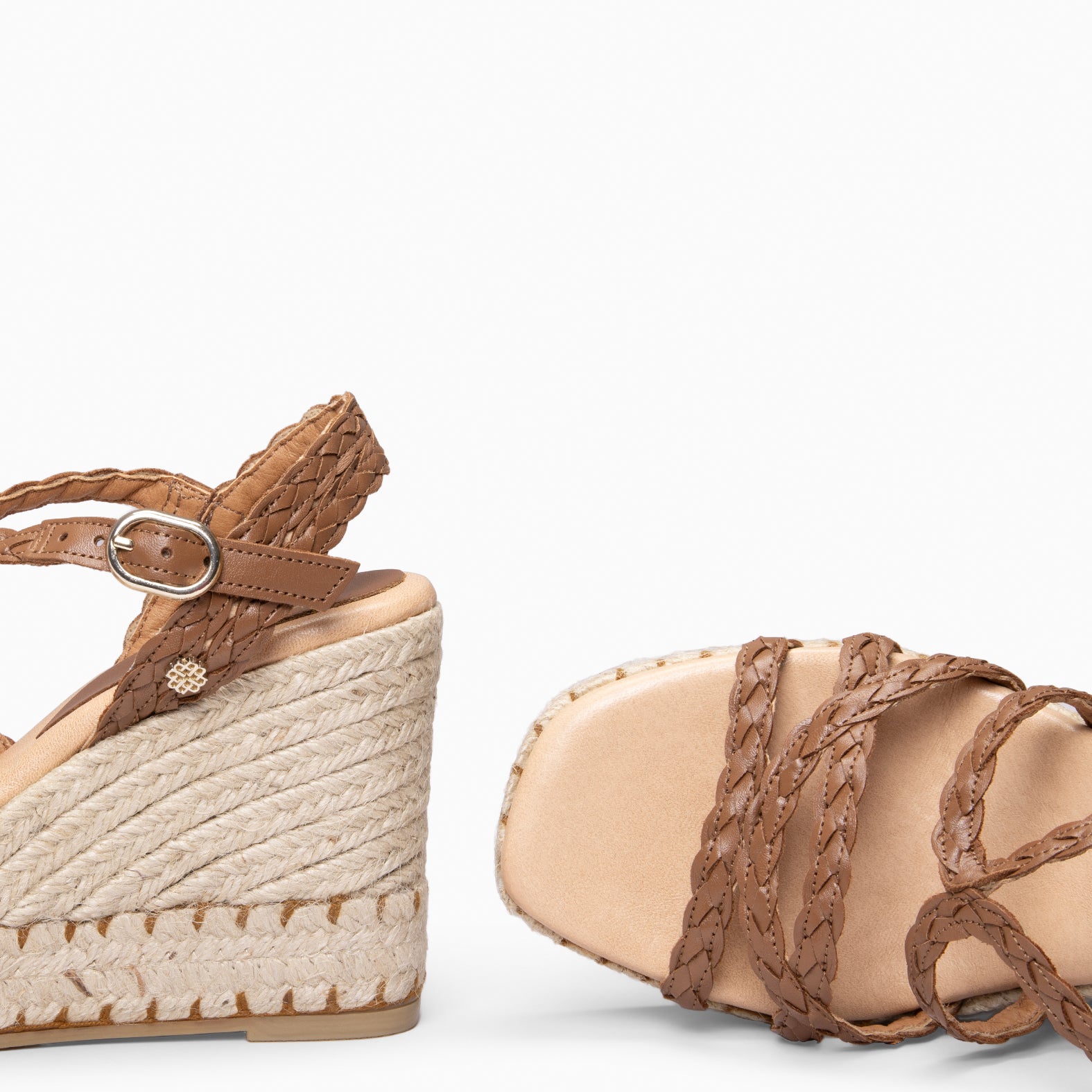 ARTEMISA - cuñas de esparto trenzadas CUERO