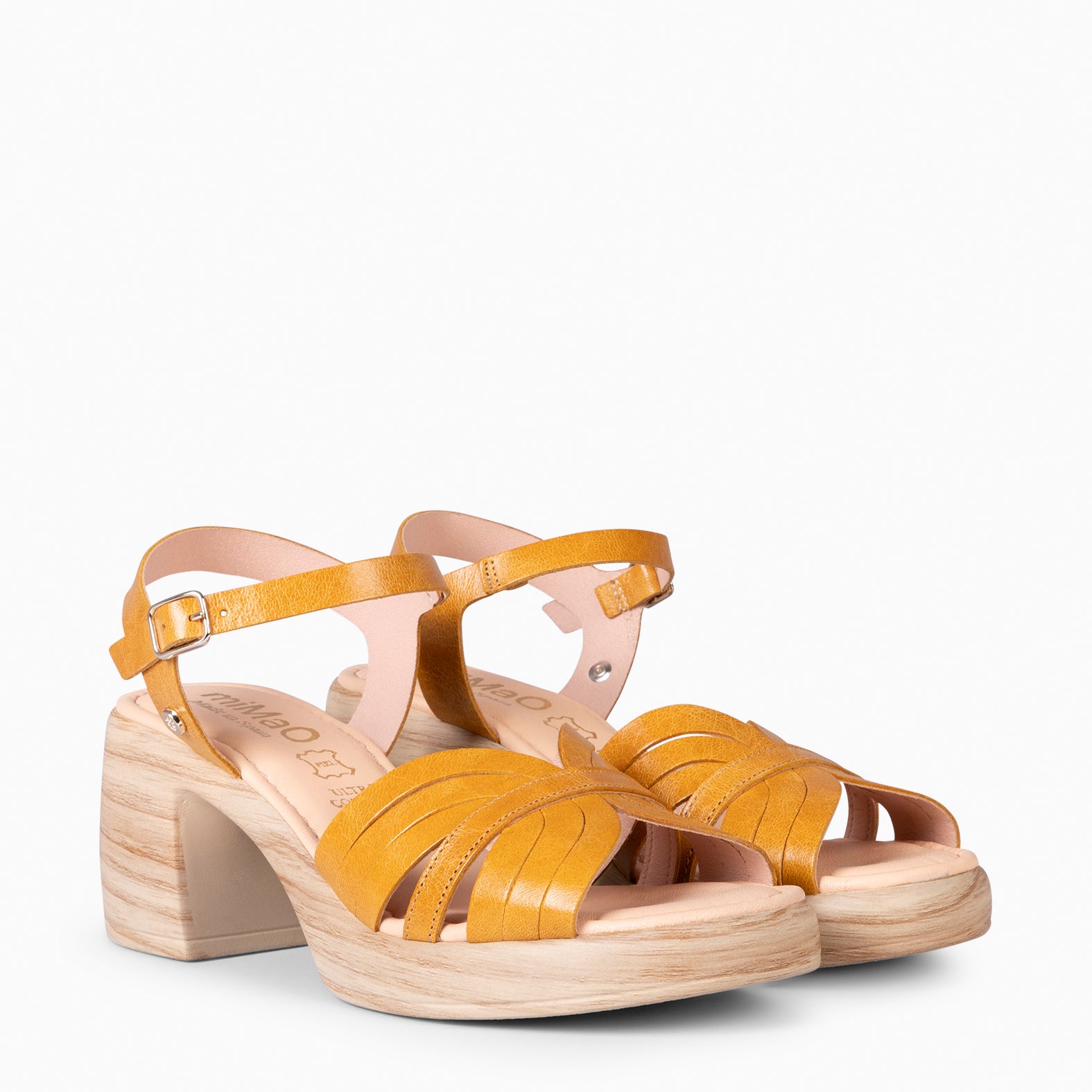 LANCY - YELLOW CASUAL SANDALS WITH BLOCK HEEL