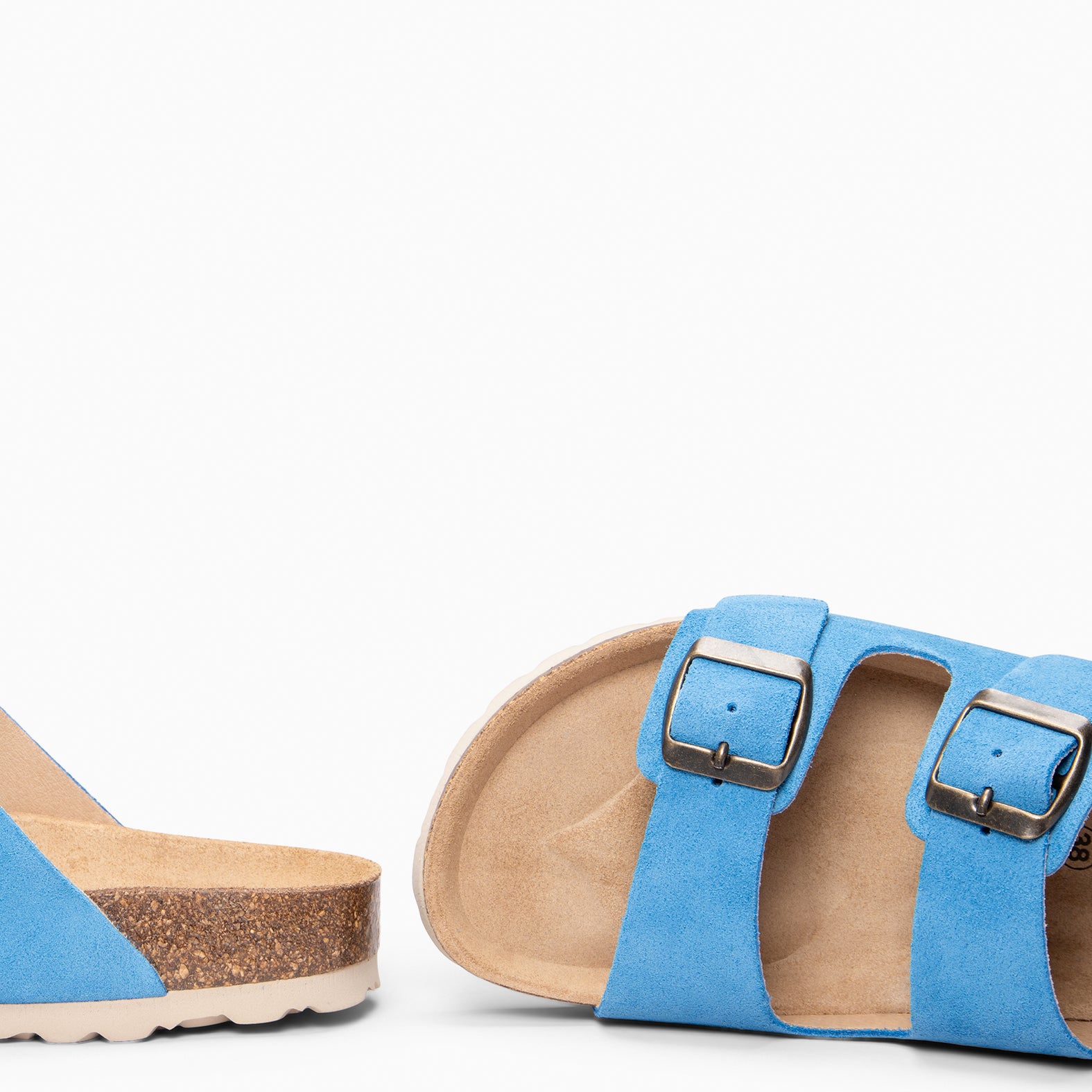BORA – Sandales claquettes en daim BLEU