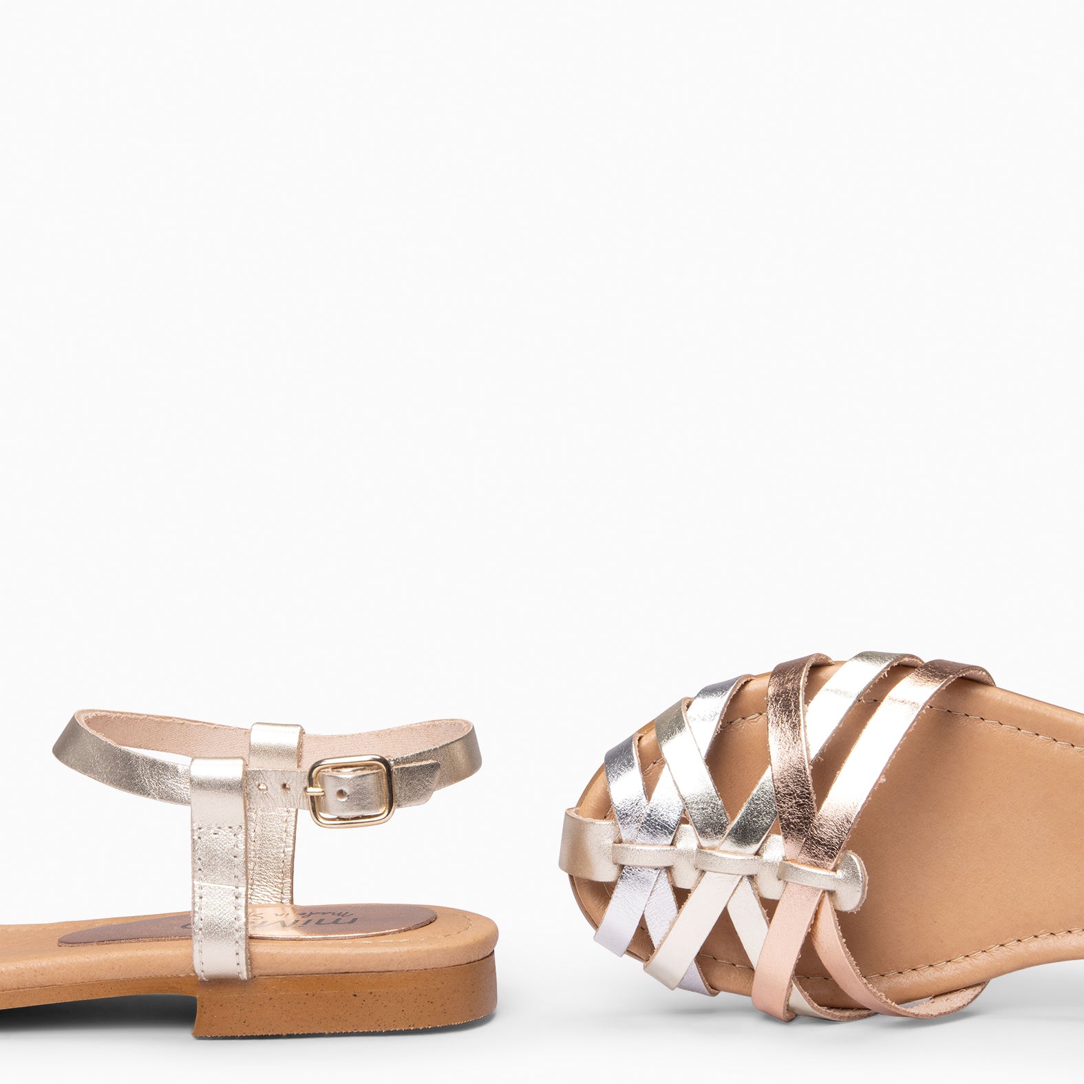 BEACH – Nu-pieds à lanières croisées MULTI MÉTAL