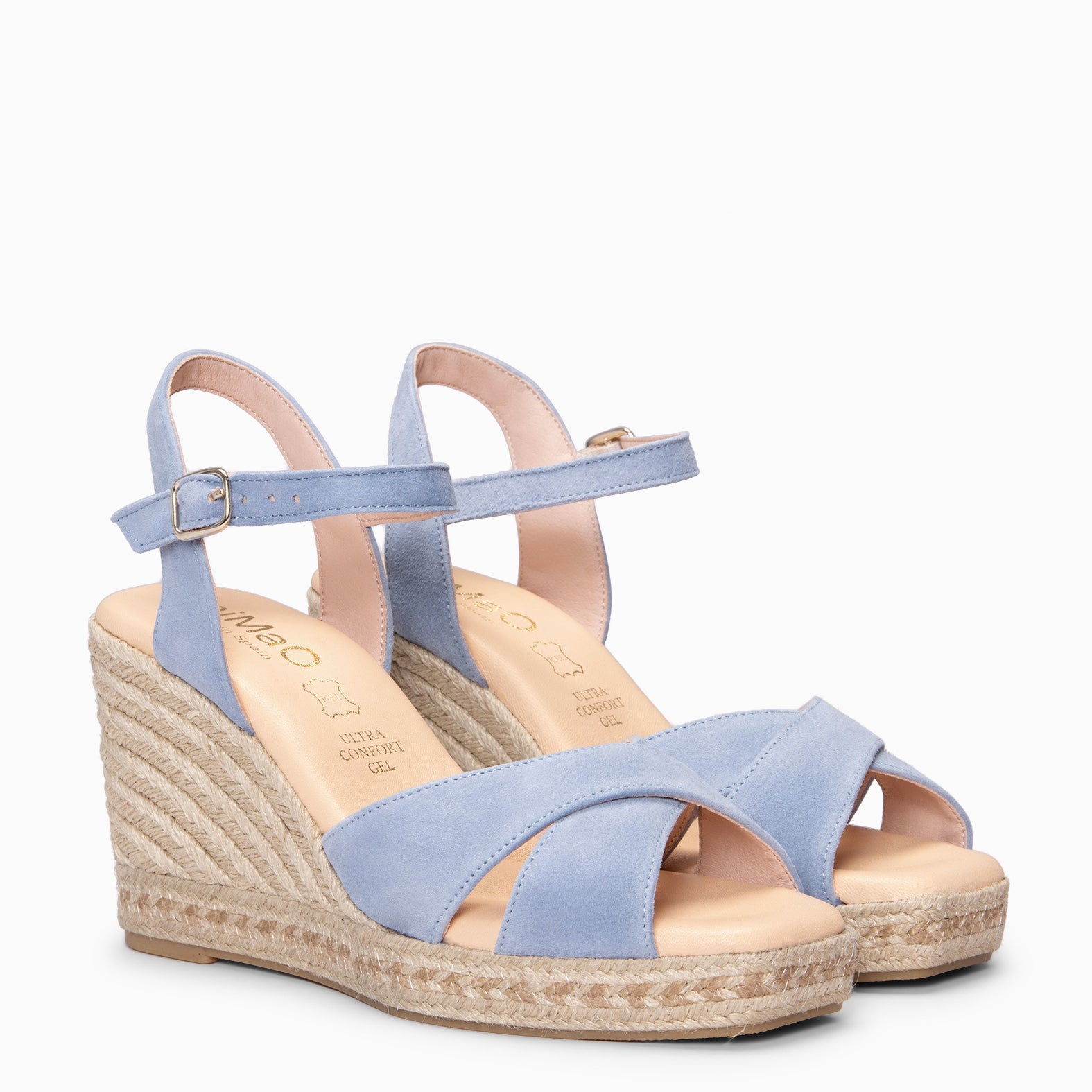 VERA - Cuña de esparto de ante AZUL - miMaO ®