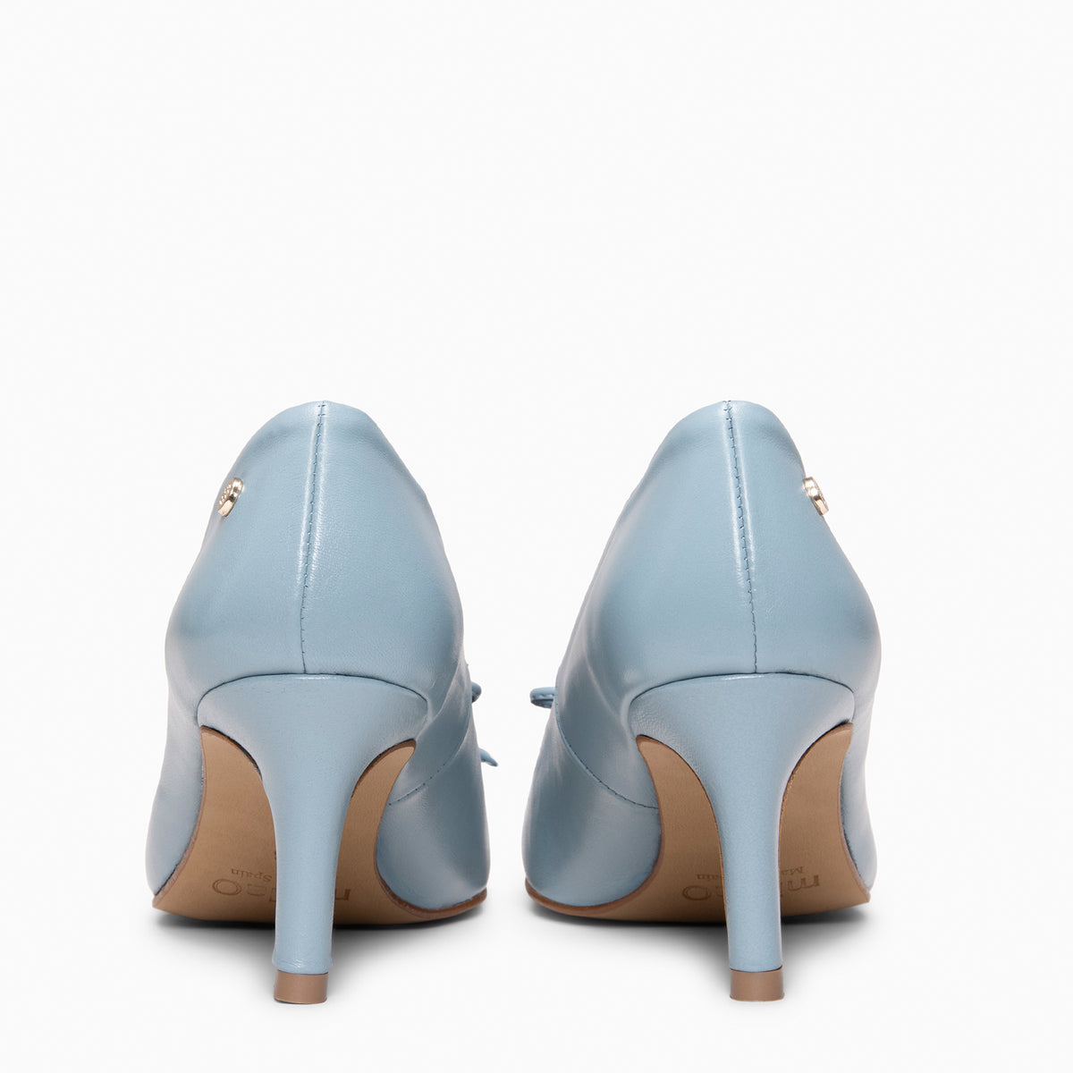 MONI - BLUE Leather pointed toe pumps with slim heel and bow
