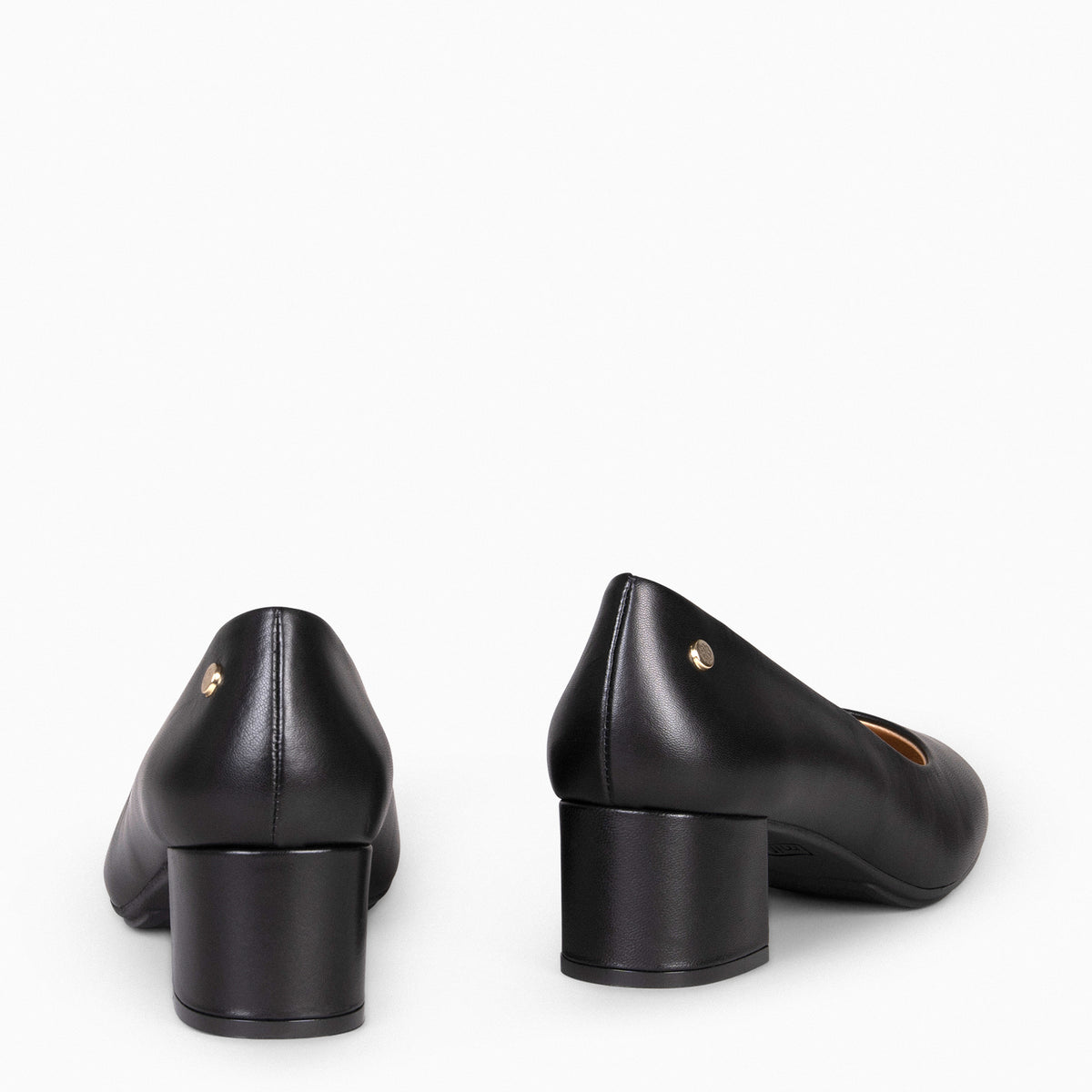 URBAN ROND SALÓN – Chaussures à talon bas en cuir NOIR