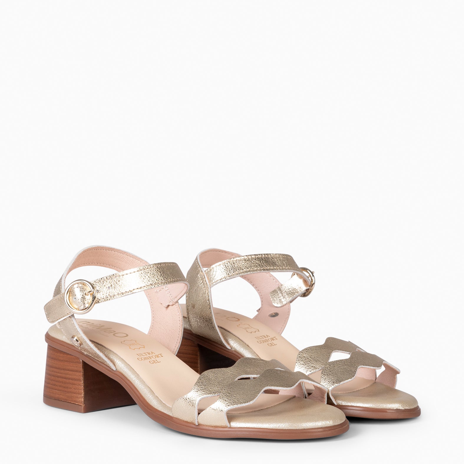 LETY - Sandales à talon ultra confort DORÉ